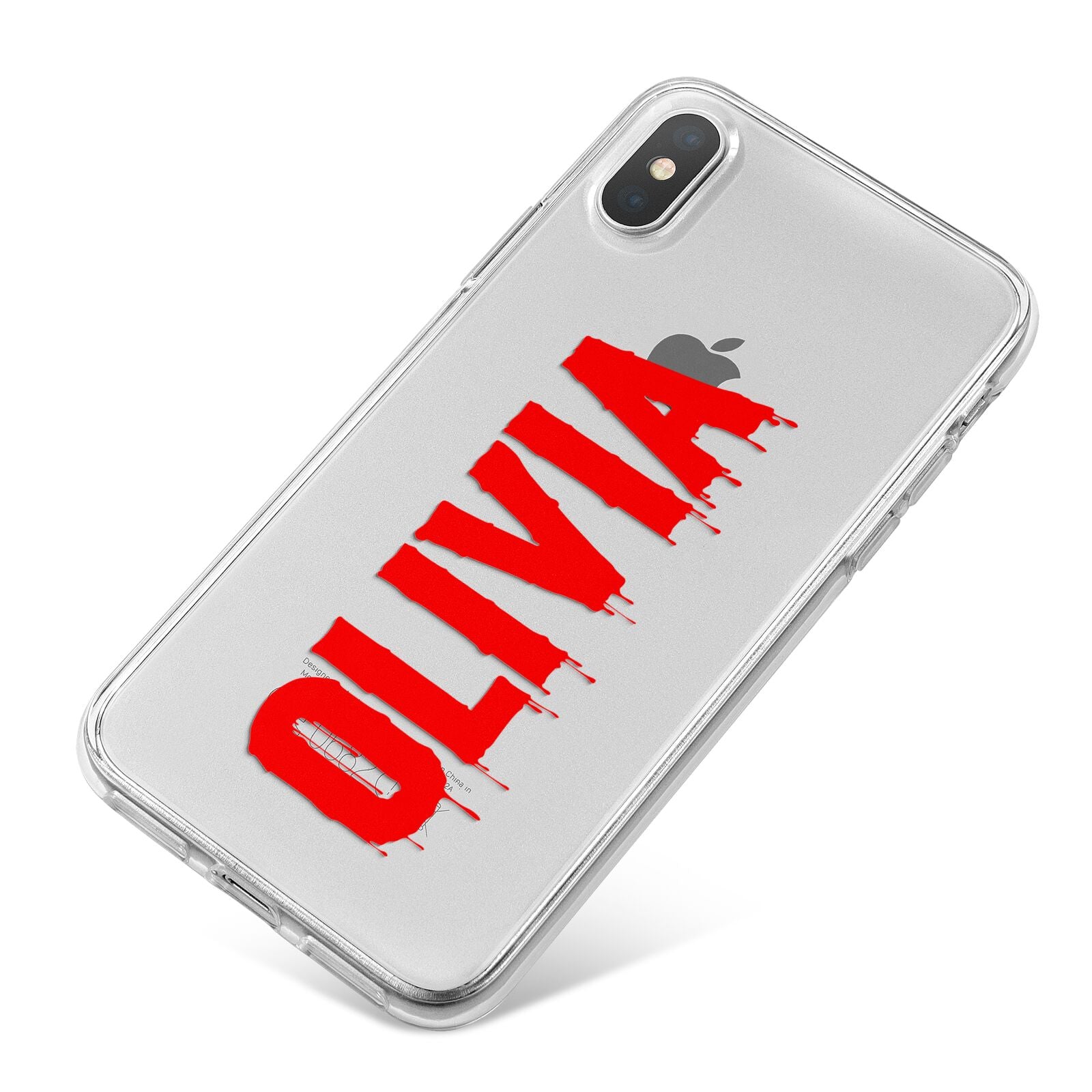 Customised Name Blood iPhone X Bumper Case on Silver iPhone