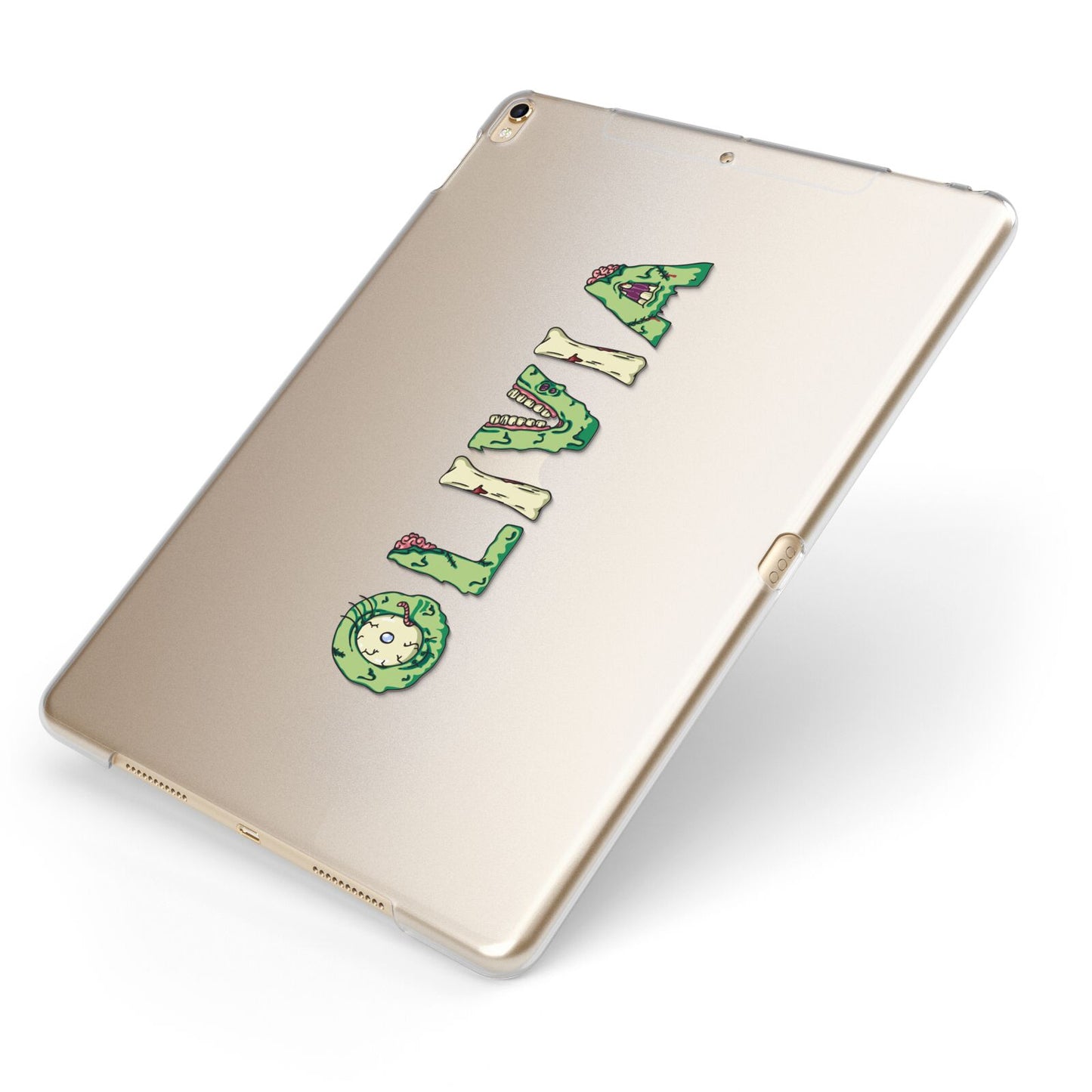 Customised Name Zombie Apple iPad Case on Gold iPad Side View