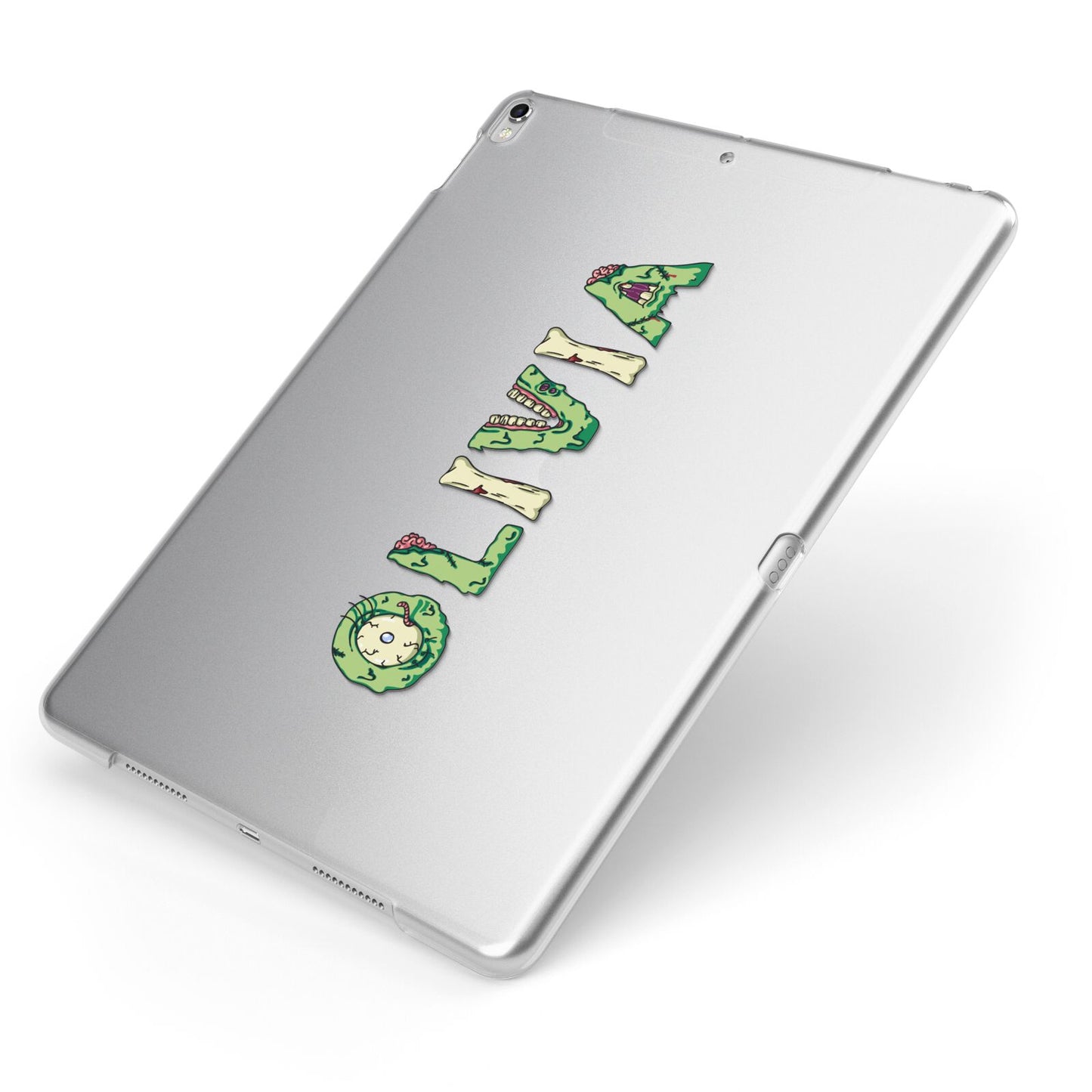 Customised Name Zombie Apple iPad Case on Silver iPad Side View