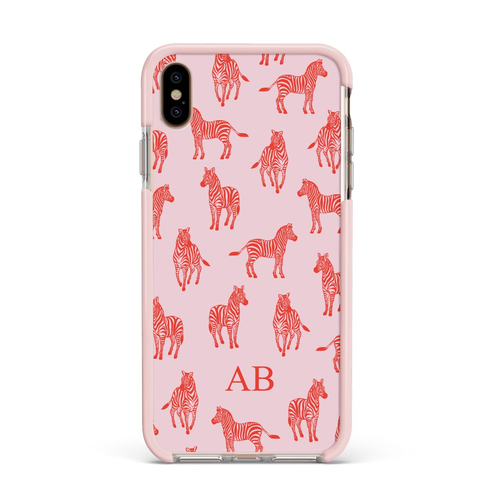 Customised Zebra Apple iPhone Xs Max Impact Case Pink Edge on Gold Phone