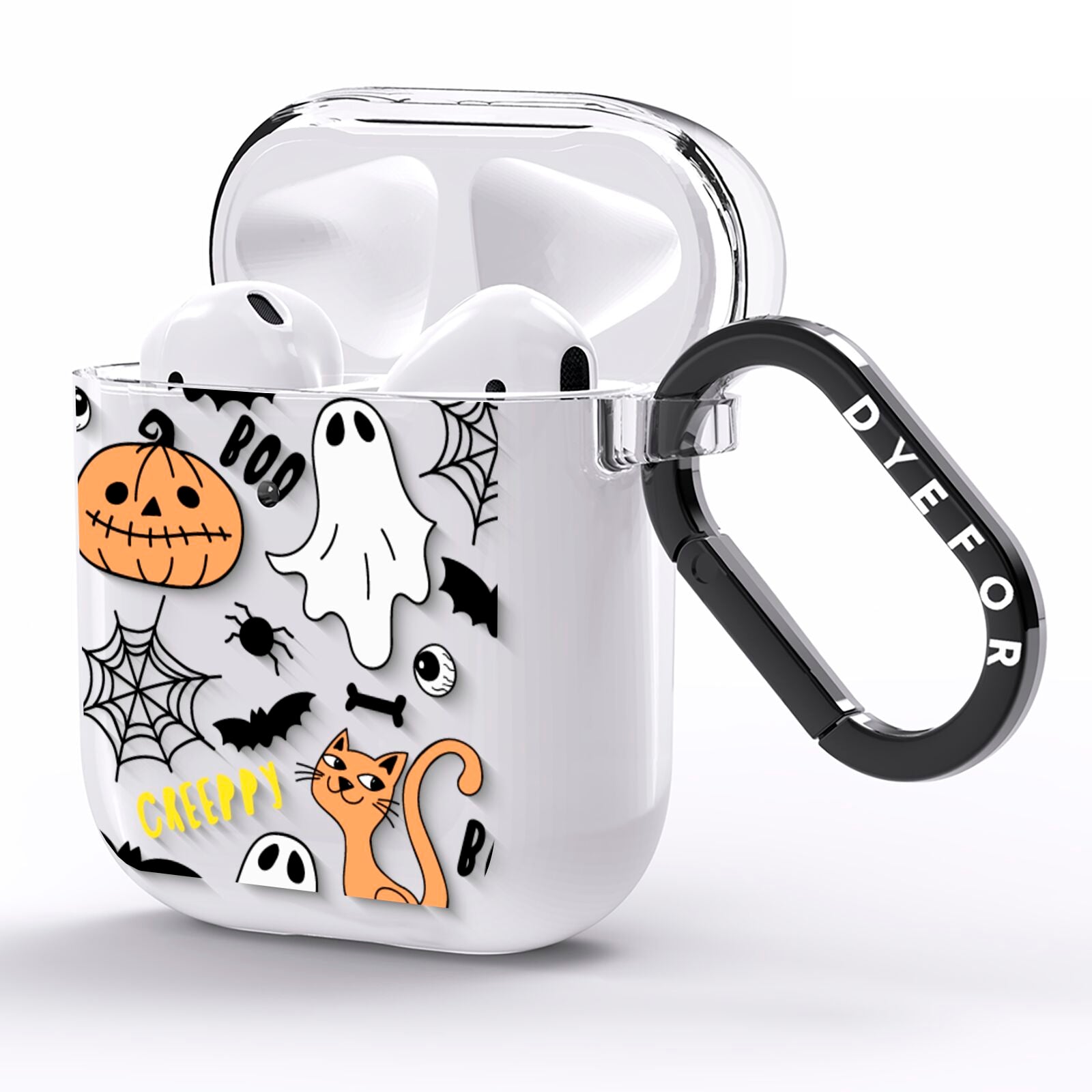 Cute Colourful Halloween AirPods Clear Case Side Image