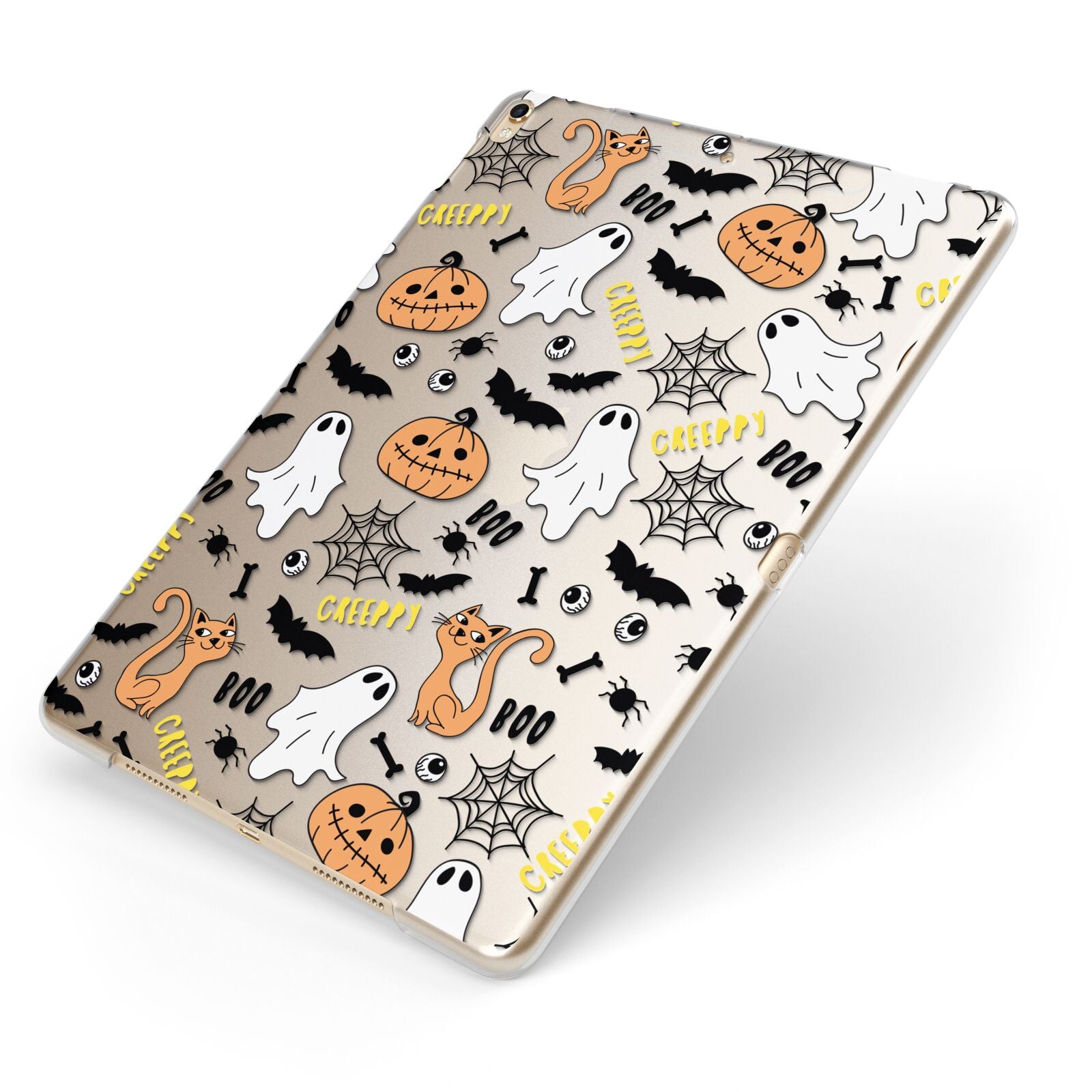 Cute Colourful Halloween Apple iPad Case on Gold iPad Side View