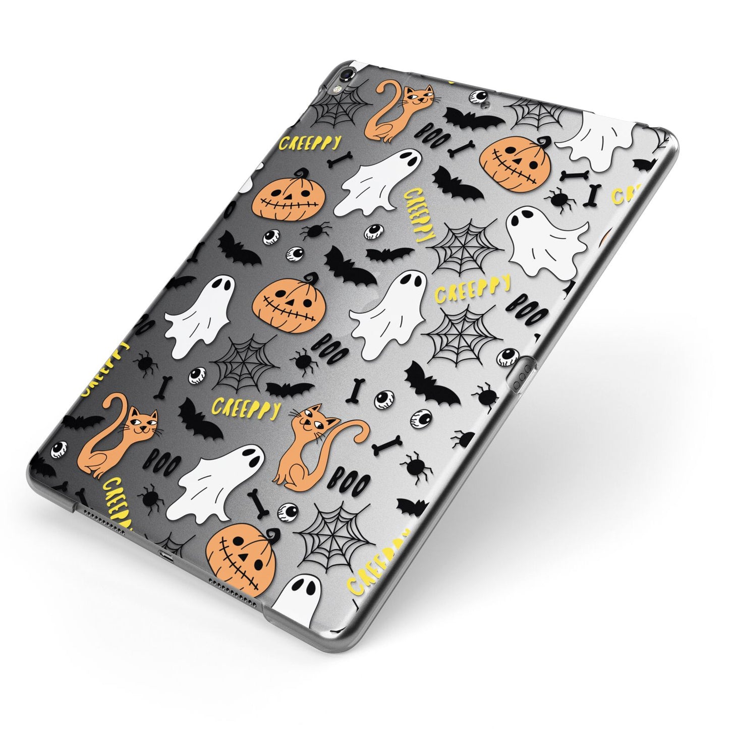 Cute Colourful Halloween Apple iPad Case on Grey iPad Side View