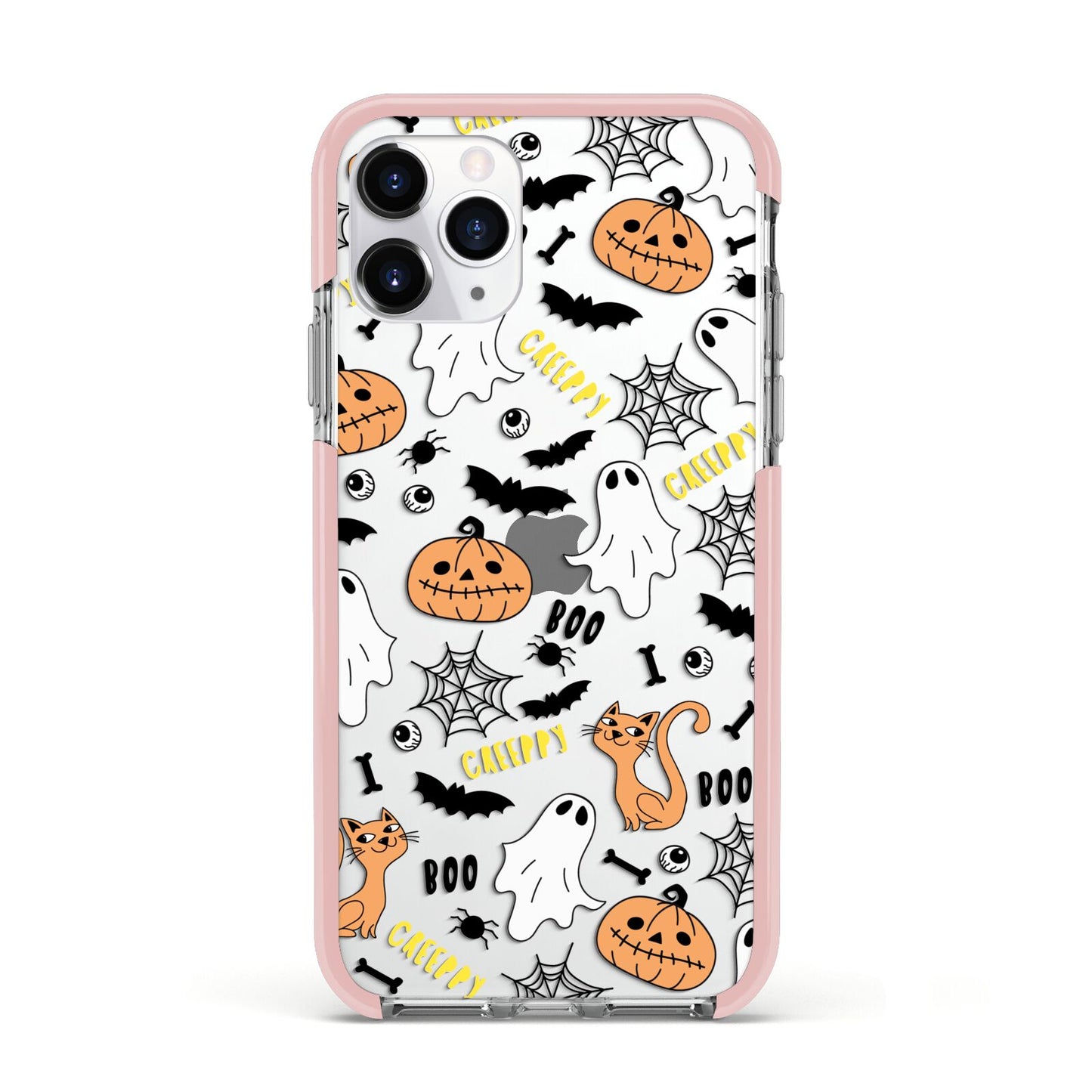 Cute Colourful Halloween Apple iPhone 11 Pro in Silver with Pink Impact Case