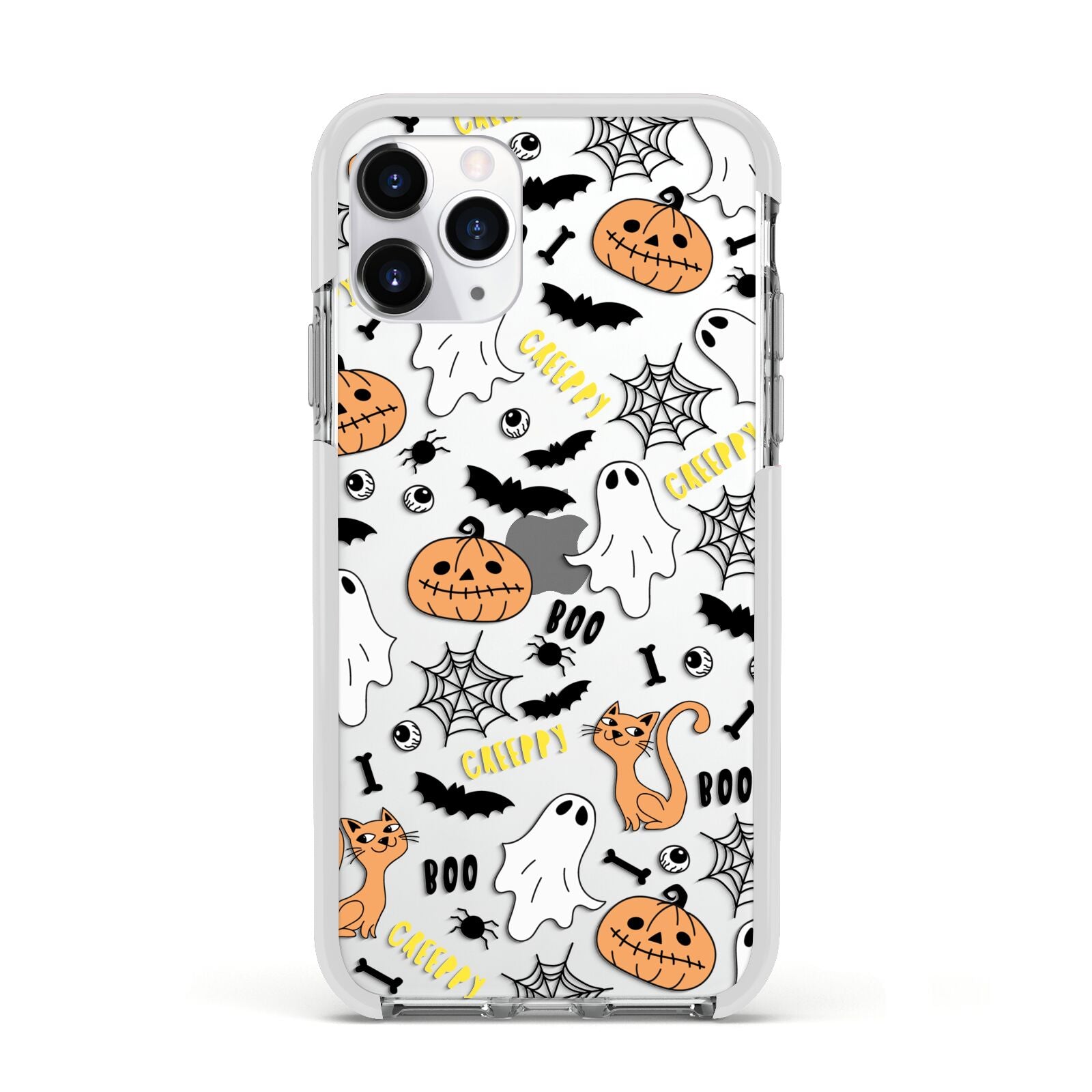 Cute Colourful Halloween Apple iPhone 11 Pro in Silver with White Impact Case