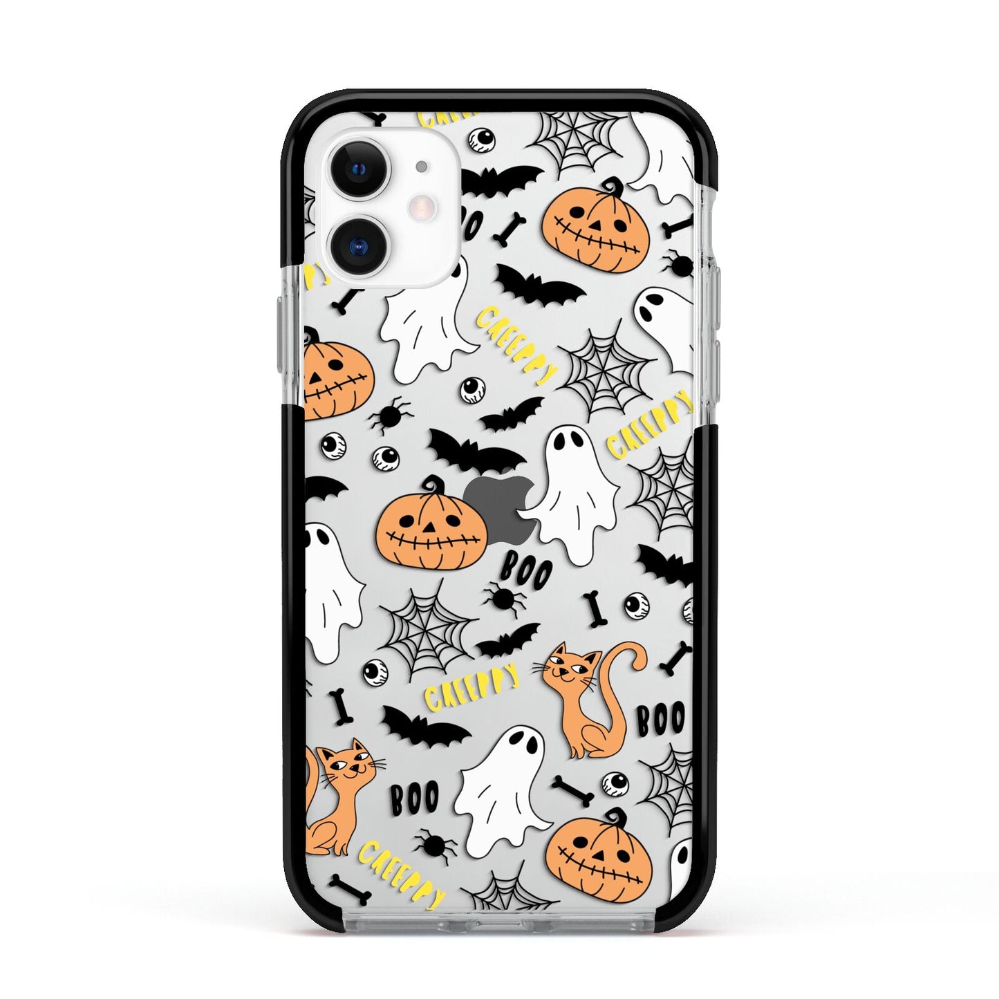 Cute Colourful Halloween Apple iPhone 11 in White with Black Impact Case