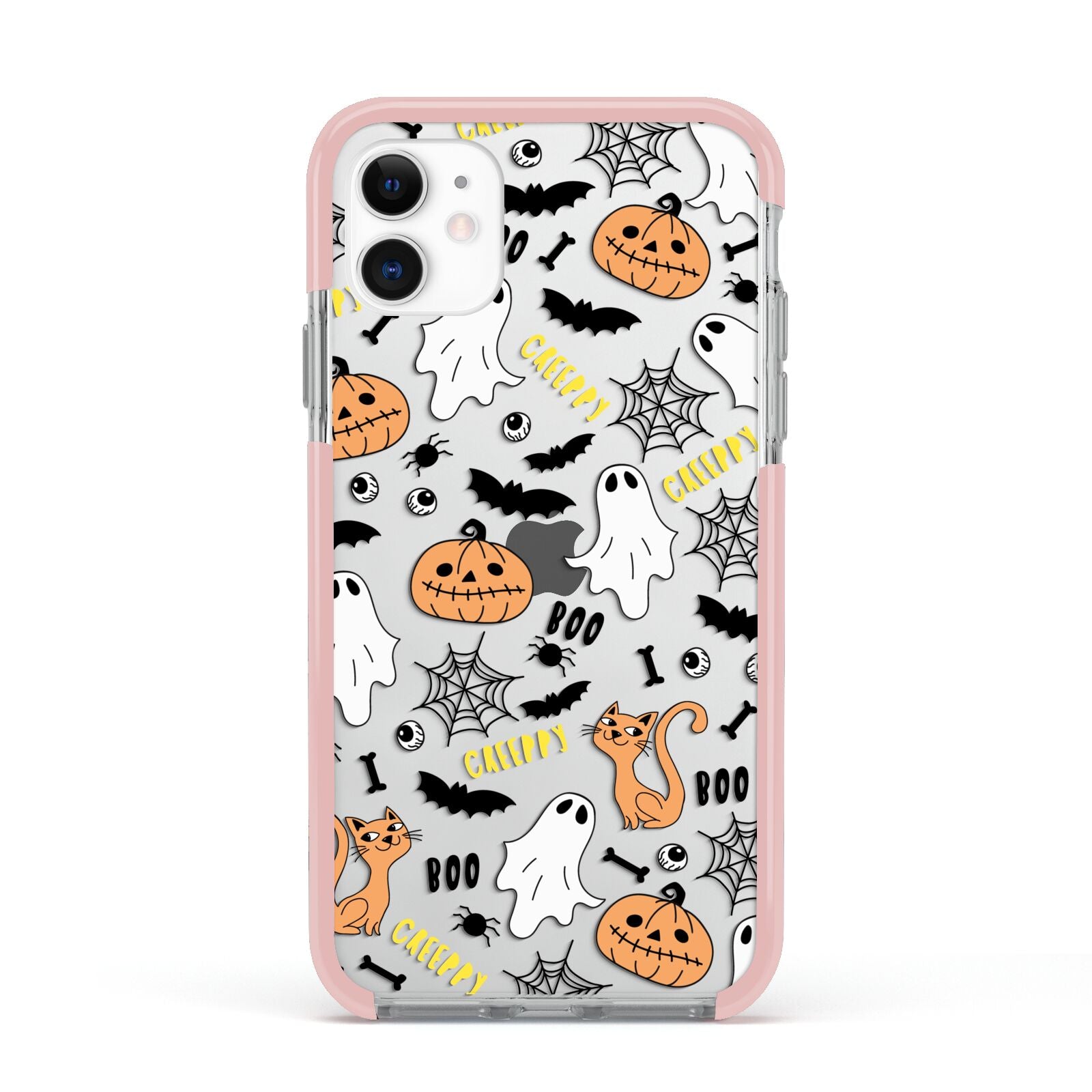 Cute Colourful Halloween Apple iPhone 11 in White with Pink Impact Case