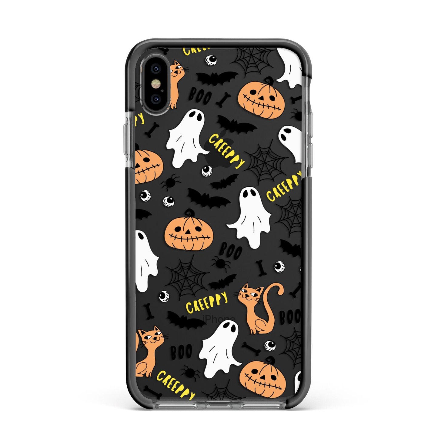 Cute Colourful Halloween Apple iPhone Xs Max Impact Case Black Edge on Black Phone