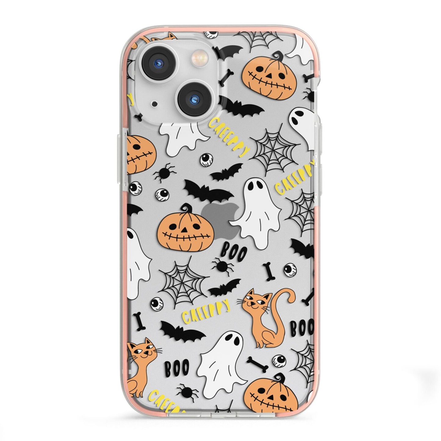 Cute Colourful Halloween iPhone 13 Mini TPU Impact Case with Pink Edges