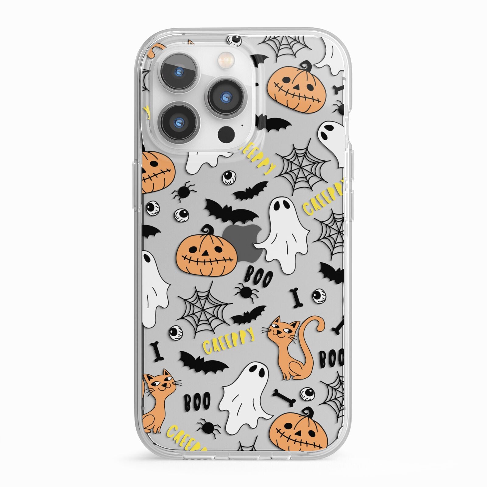 Cute Colourful Halloween iPhone 13 Pro TPU Impact Case with White Edges