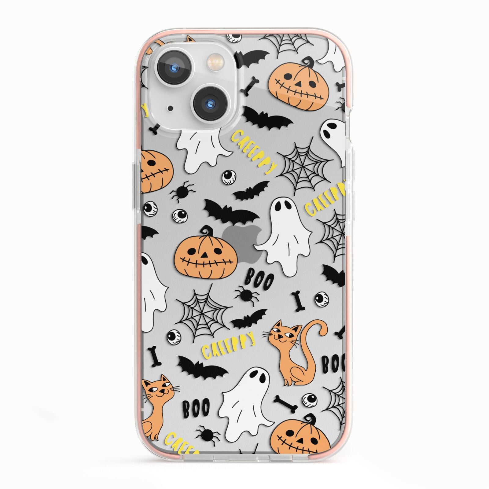 Cute Colourful Halloween iPhone 13 TPU Impact Case with Pink Edges