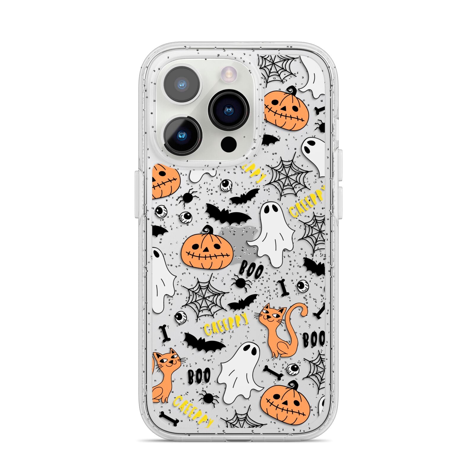 Cute Colourful Halloween iPhone 14 Pro Glitter Tough Case Silver