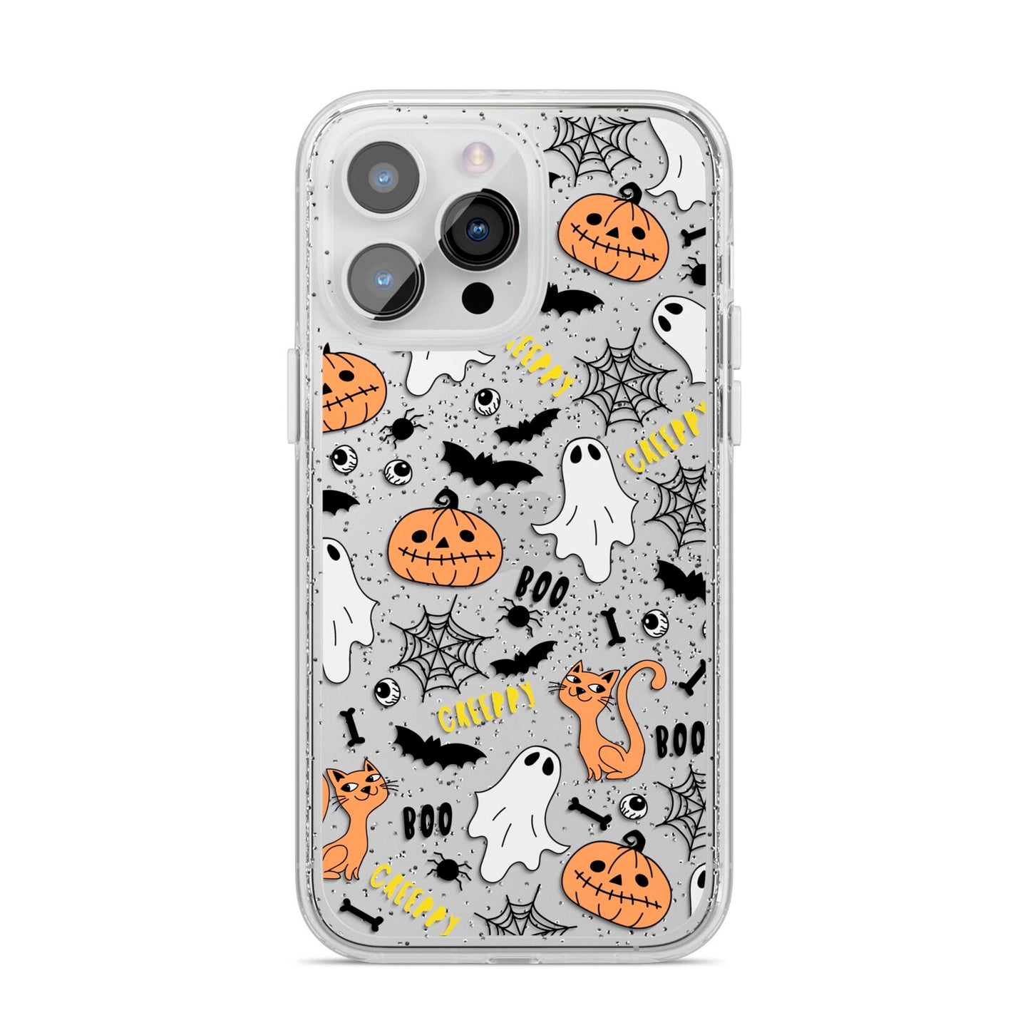 Cute Colourful Halloween iPhone 14 Pro Max Glitter Tough Case Silver