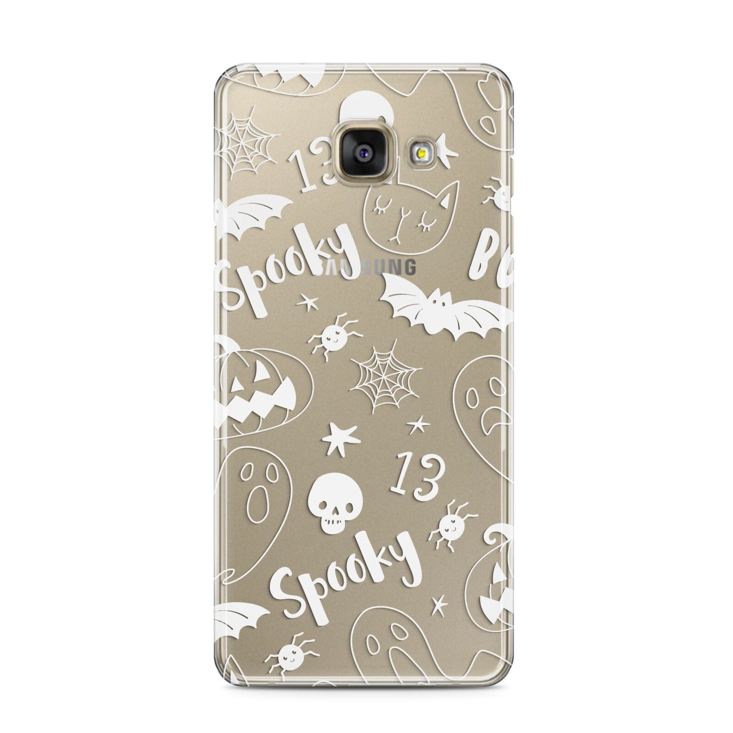 Cute Grey Halloween Samsung Galaxy A3 2016 Case on gold phone