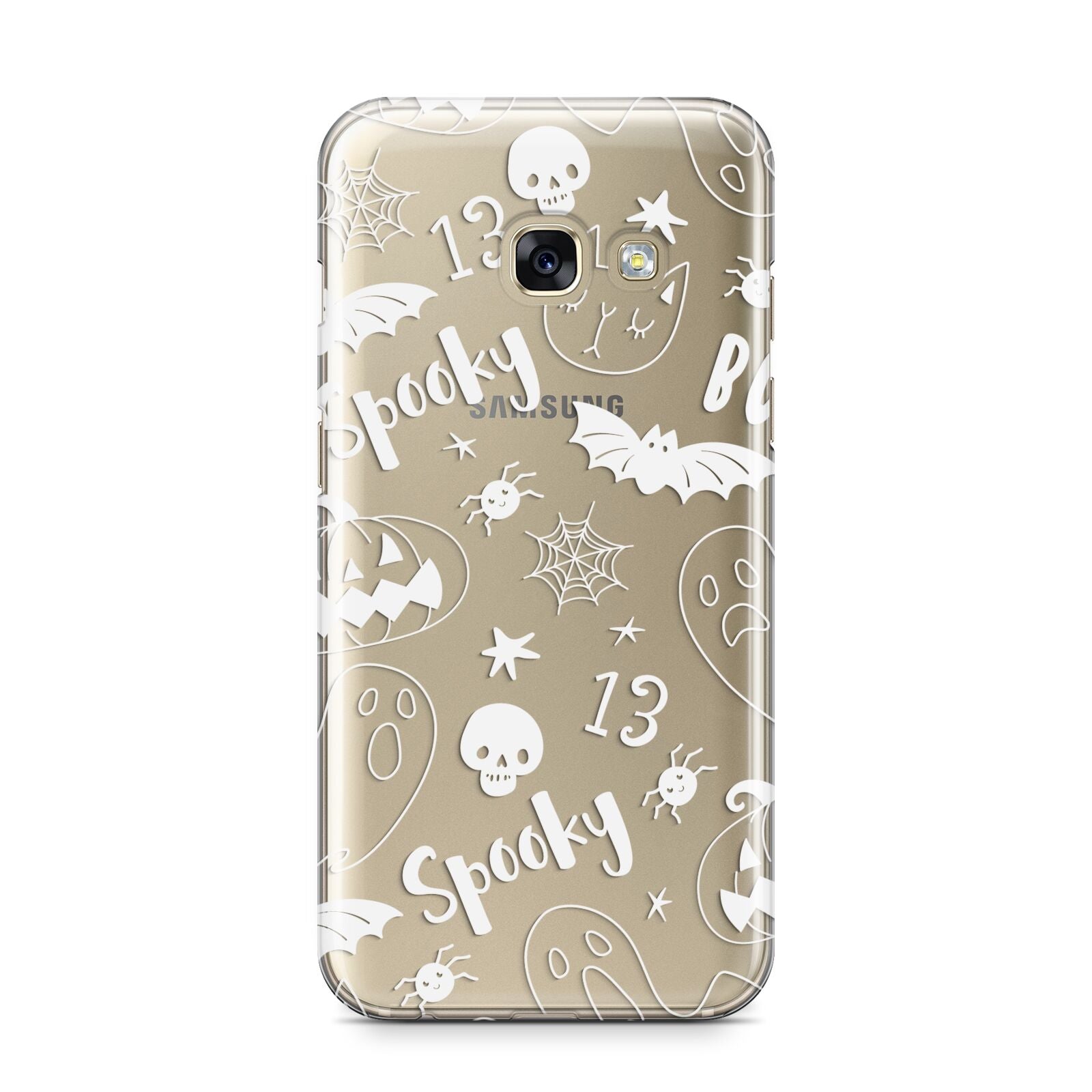 Cute Grey Halloween Samsung Galaxy A3 2017 Case on gold phone