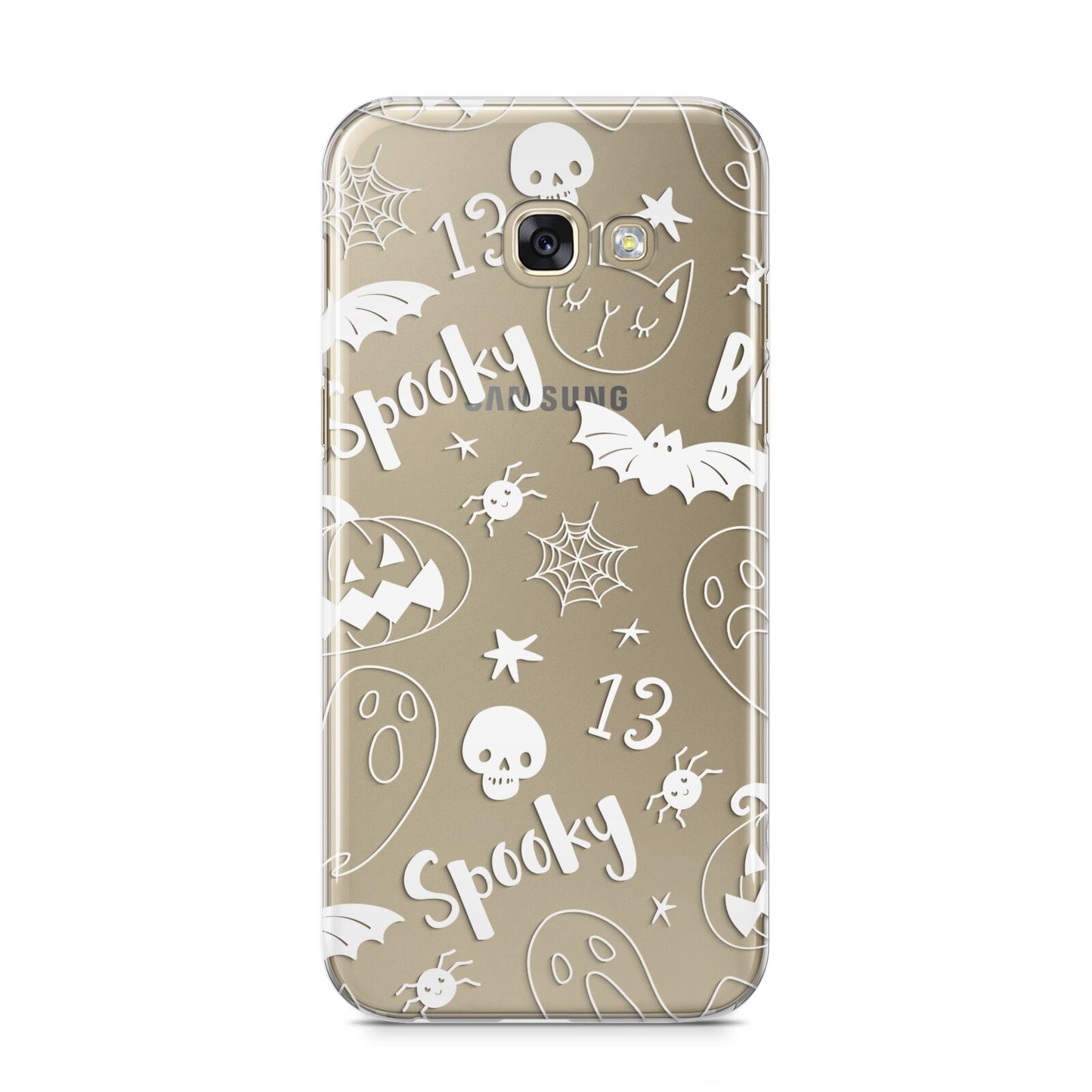 Cute Grey Halloween Samsung Galaxy A5 2017 Case on gold phone