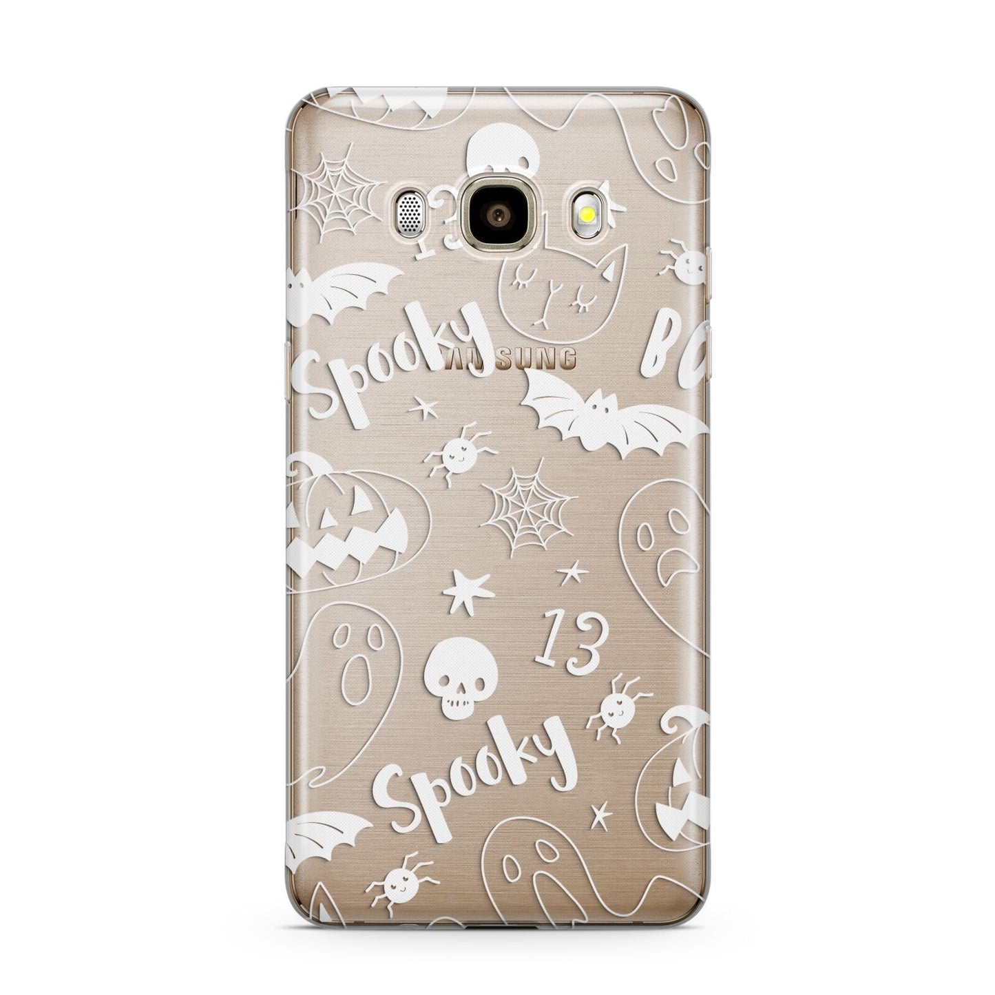 Cute Grey Halloween Samsung Galaxy J7 2016 Case on gold phone