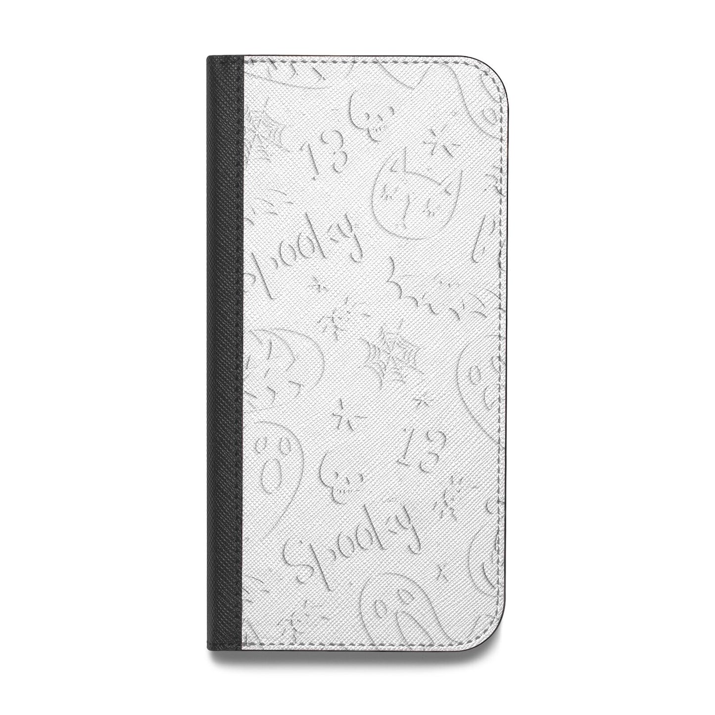 Cute Grey Halloween Vegan Leather Flip Samsung Case