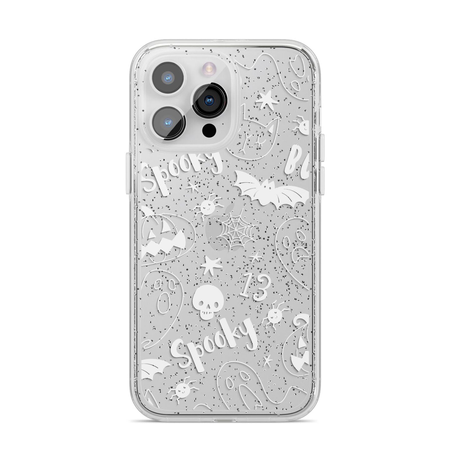 Cute Grey Halloween iPhone 14 Pro Max Glitter Tough Case Silver