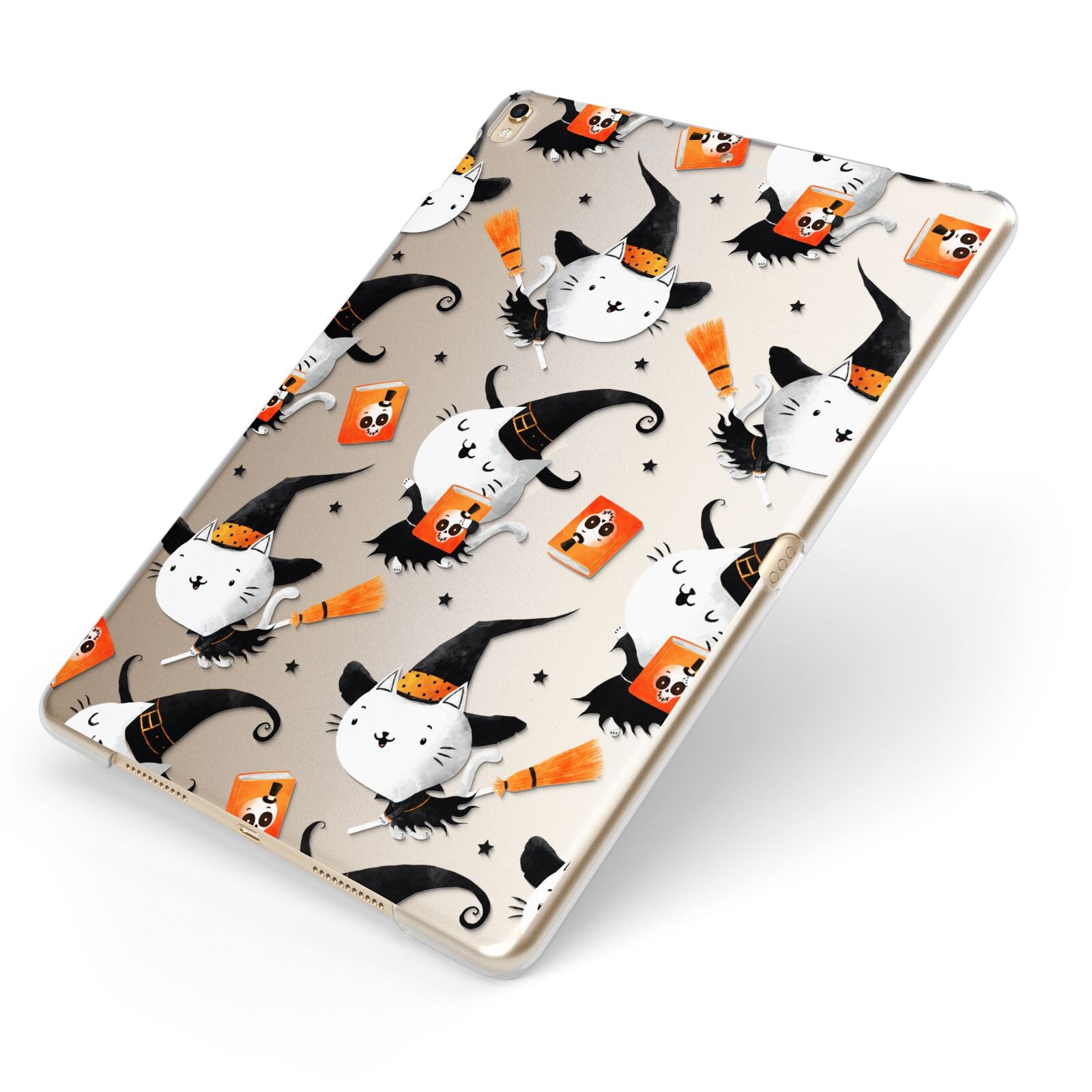 Cute Halloween Cats Apple iPad Case on Gold iPad Side View