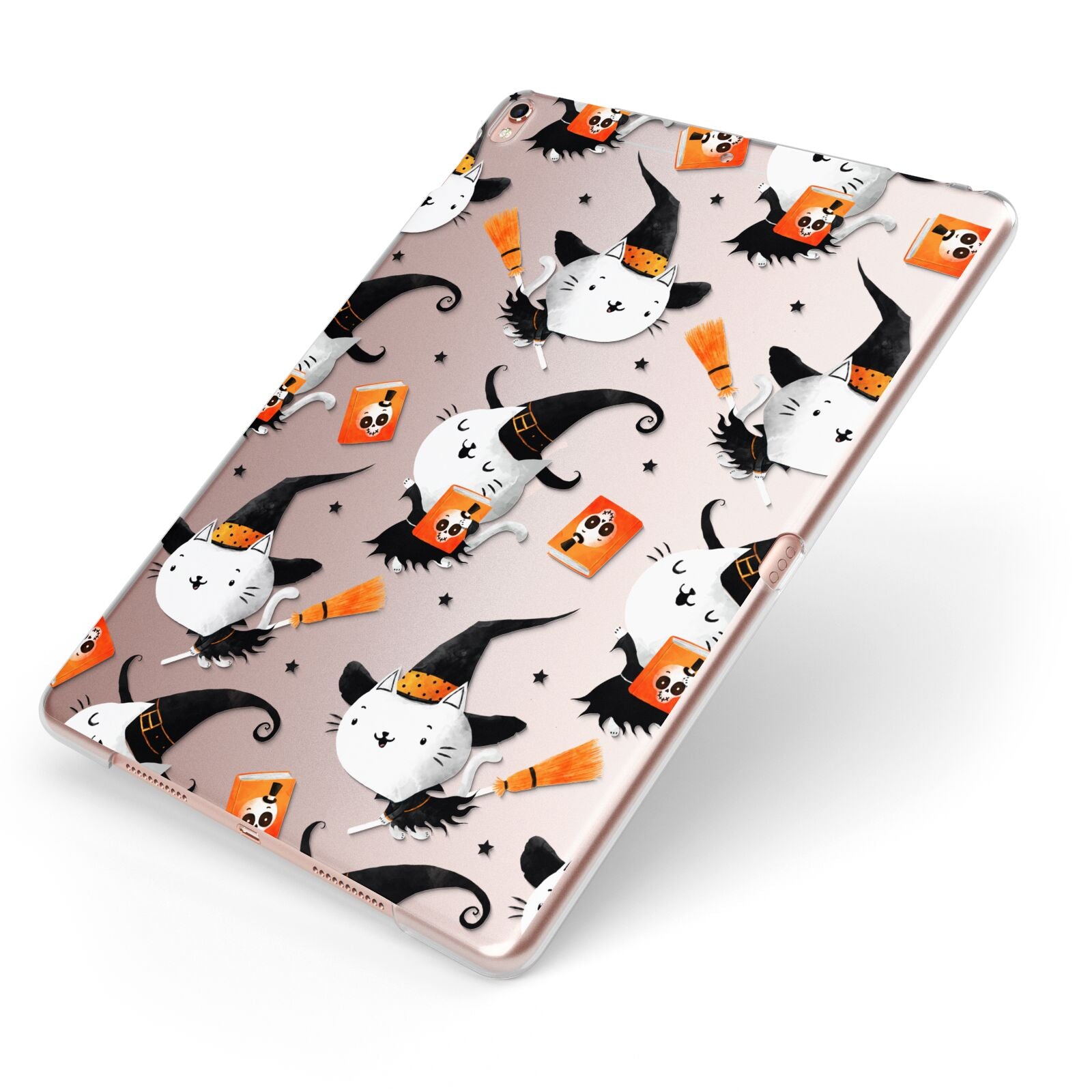 Cute Halloween Cats Apple iPad Case on Rose Gold iPad Side View