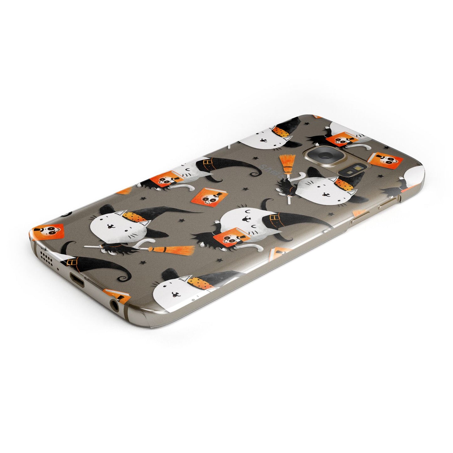 Cute Halloween Cats Protective Samsung Galaxy Case Angled Image