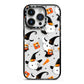 Cute Halloween Cats iPhone 14 Pro Black Impact Case on Silver phone