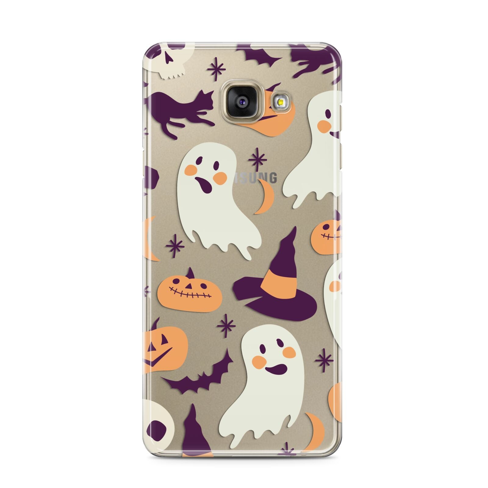 Cute Halloween Illustrations with Transparent Background Samsung Galaxy A3 2016 Case on gold phone