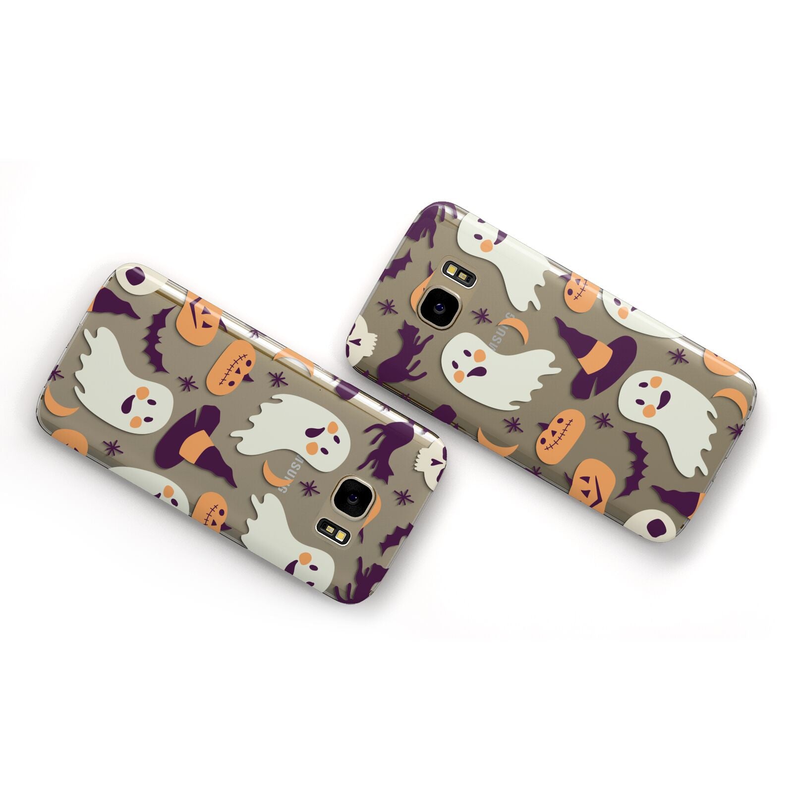 Cute Halloween Illustrations with Transparent Background Samsung Galaxy Case Flat Overview