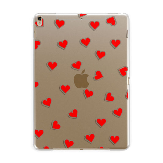 Cute Red Hearts Apple iPad Gold Case