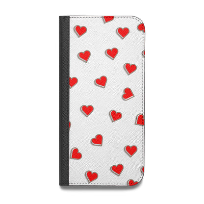 Cute Red Hearts Vegan Leather Flip iPhone Case