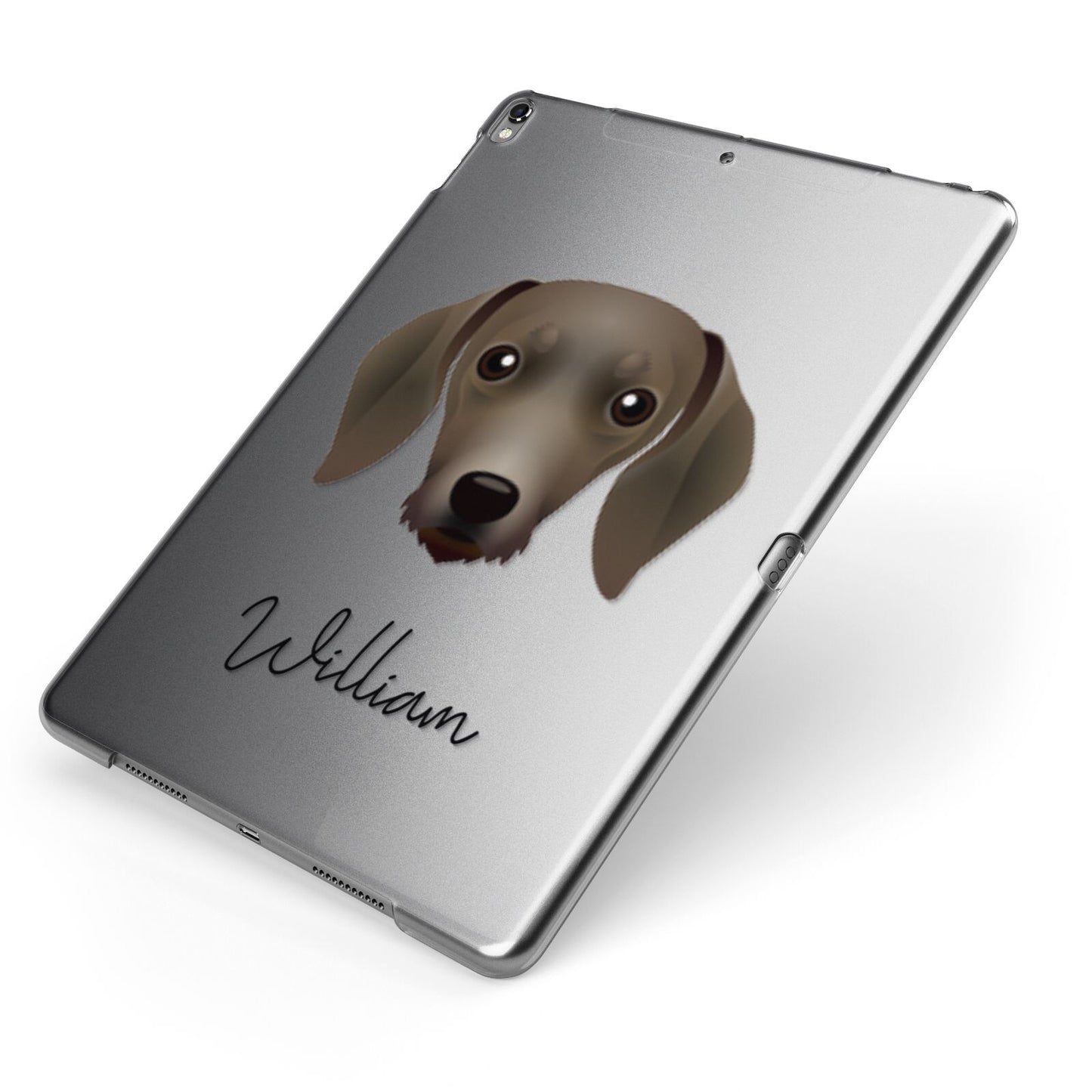 Dachshund Personalised Apple iPad Case on Grey iPad Side View