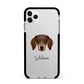 Dachshund Personalised Apple iPhone 11 Pro Max in Silver with Black Impact Case