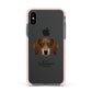 Dachshund Personalised Apple iPhone Xs Impact Case Pink Edge on Black Phone