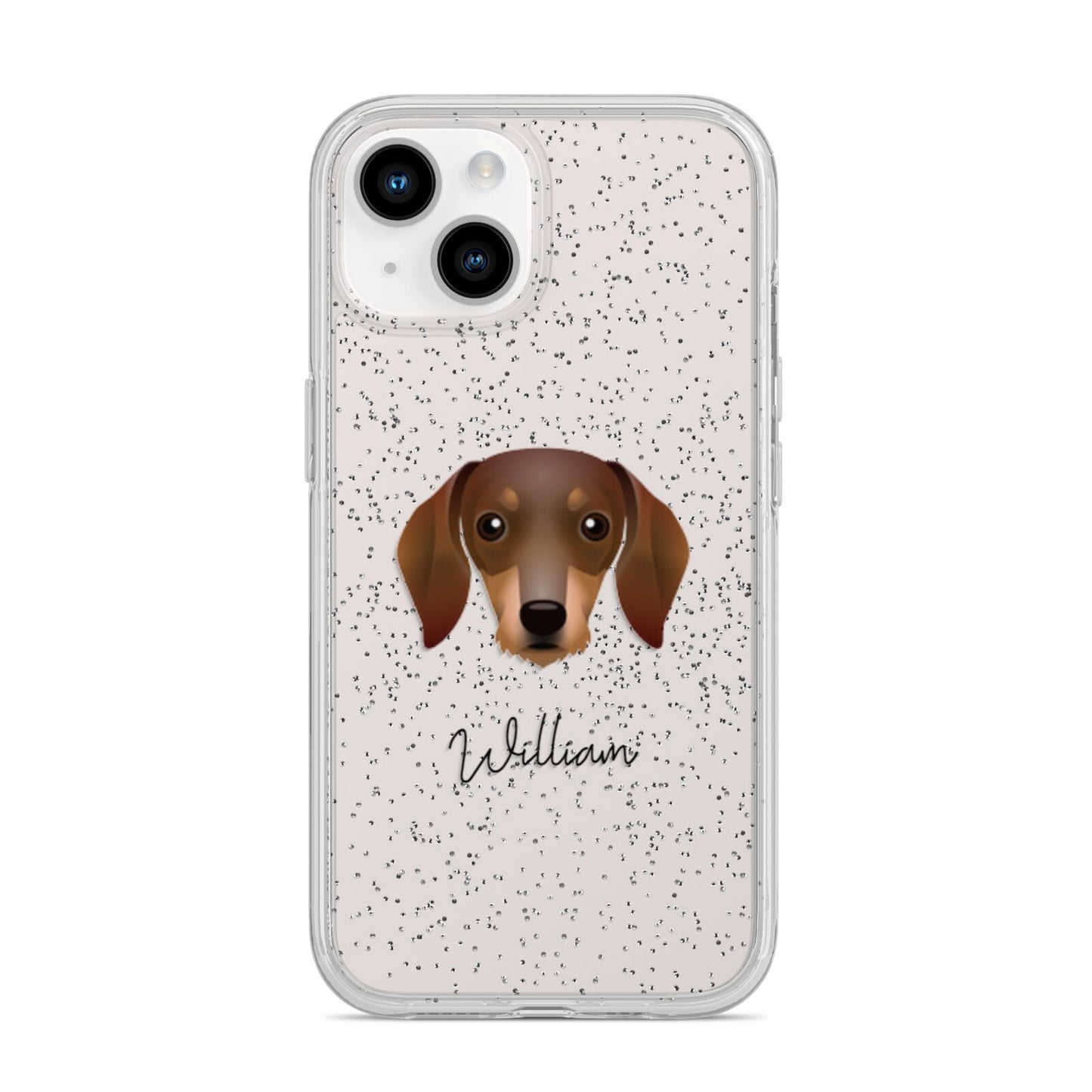 Dachshund Personalised iPhone 14 Glitter Tough Case Starlight