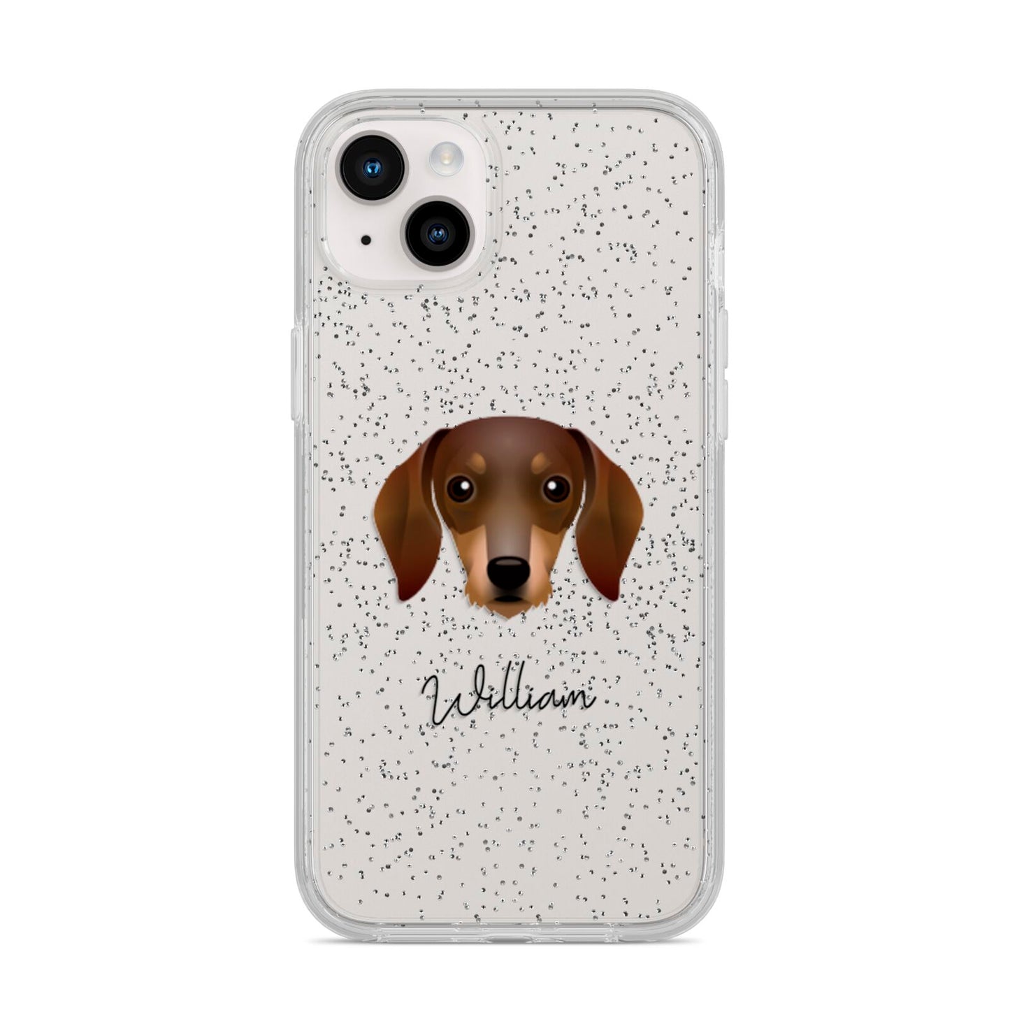 Dachshund Personalised iPhone 14 Plus Glitter Tough Case Starlight