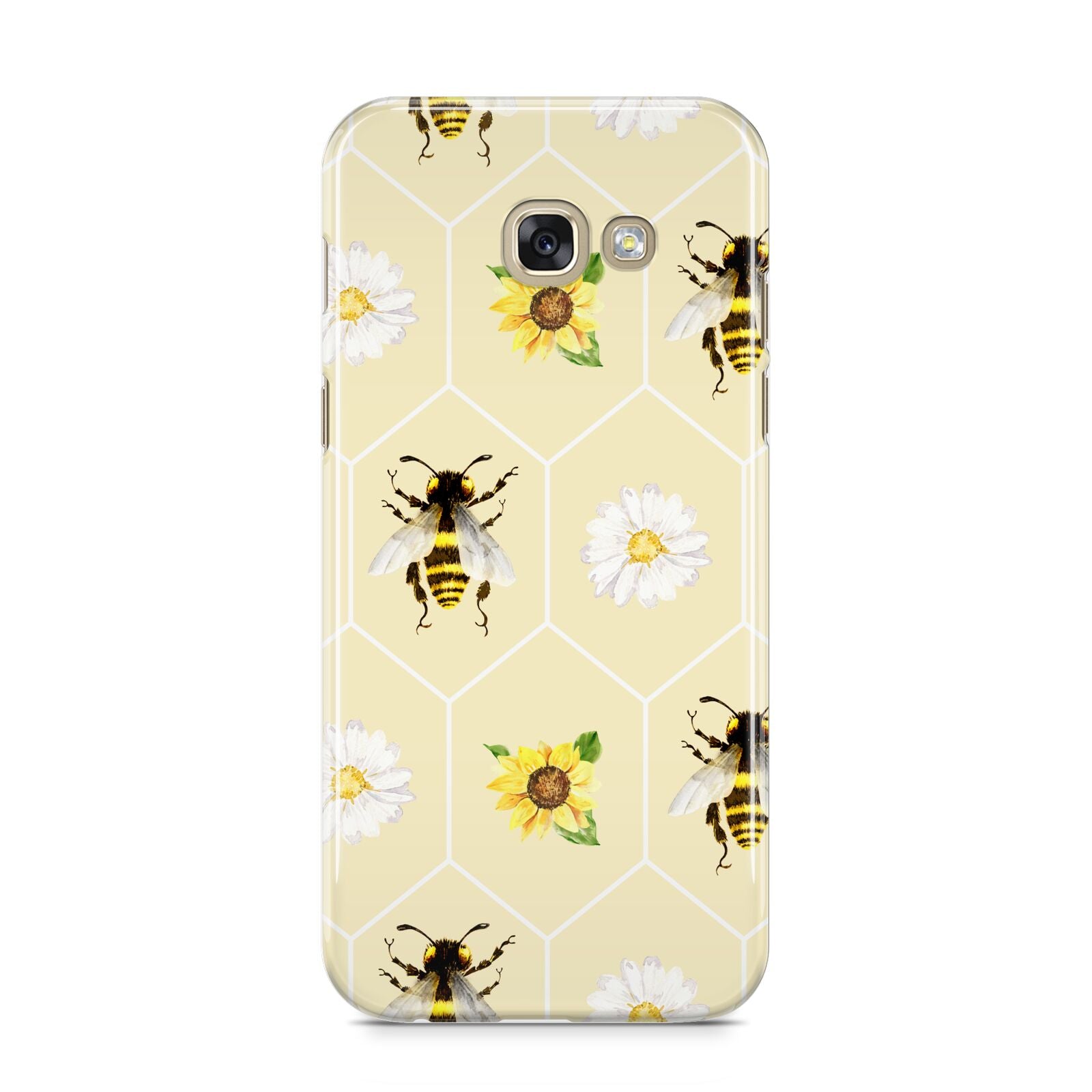 Daisies Bees and Sunflowers Samsung Galaxy A5 2017 Case on gold phone