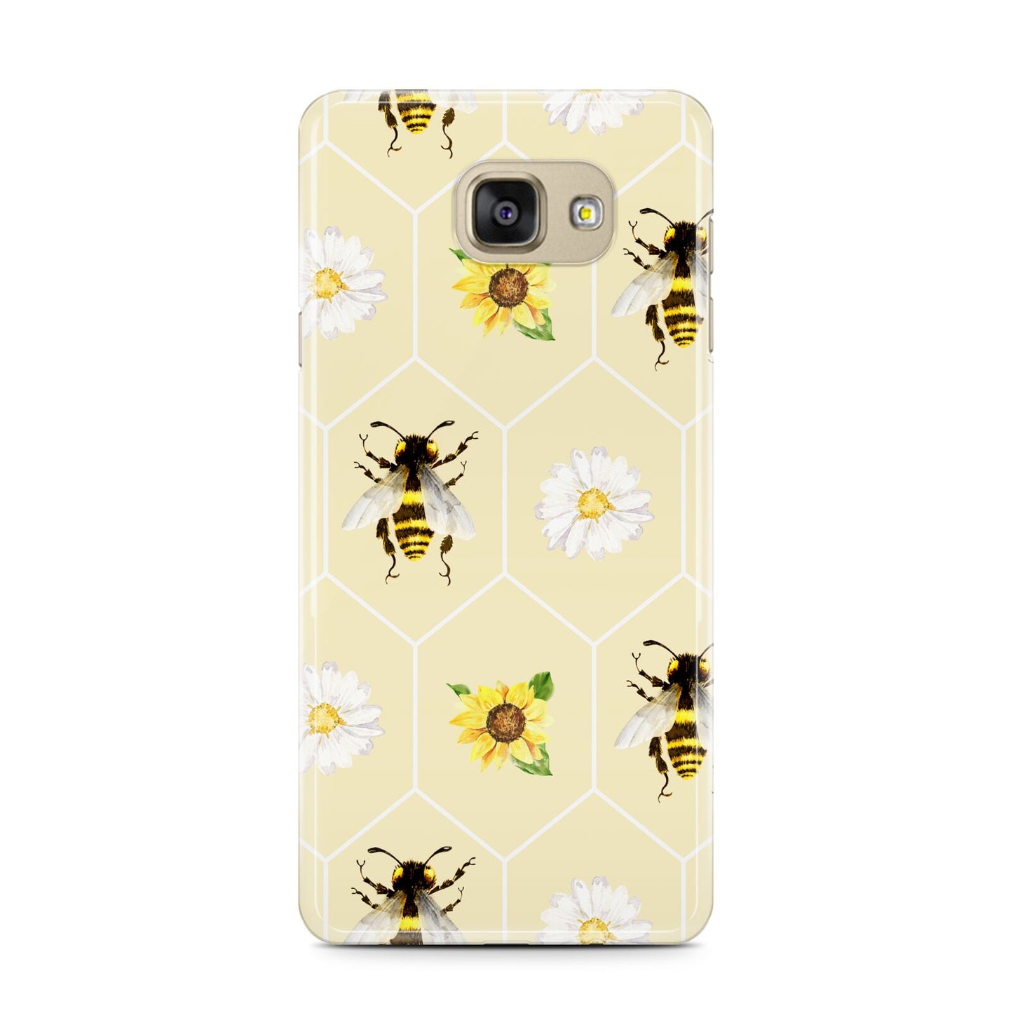 Daisies Bees and Sunflowers Samsung Galaxy A7 2016 Case on gold phone