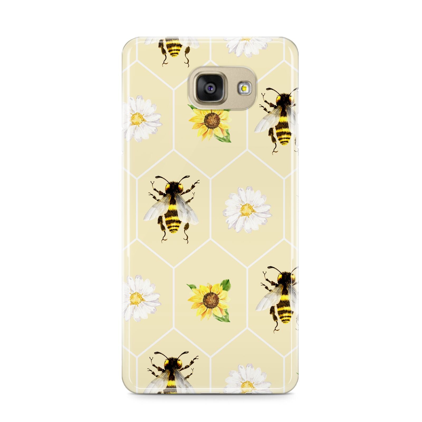 Daisies Bees and Sunflowers Samsung Galaxy A9 2016 Case on gold phone