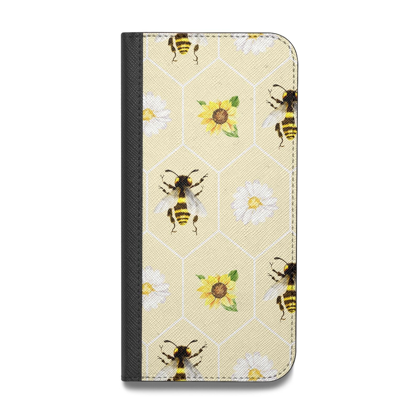 Daisies Bees and Sunflowers Vegan Leather Flip iPhone Case