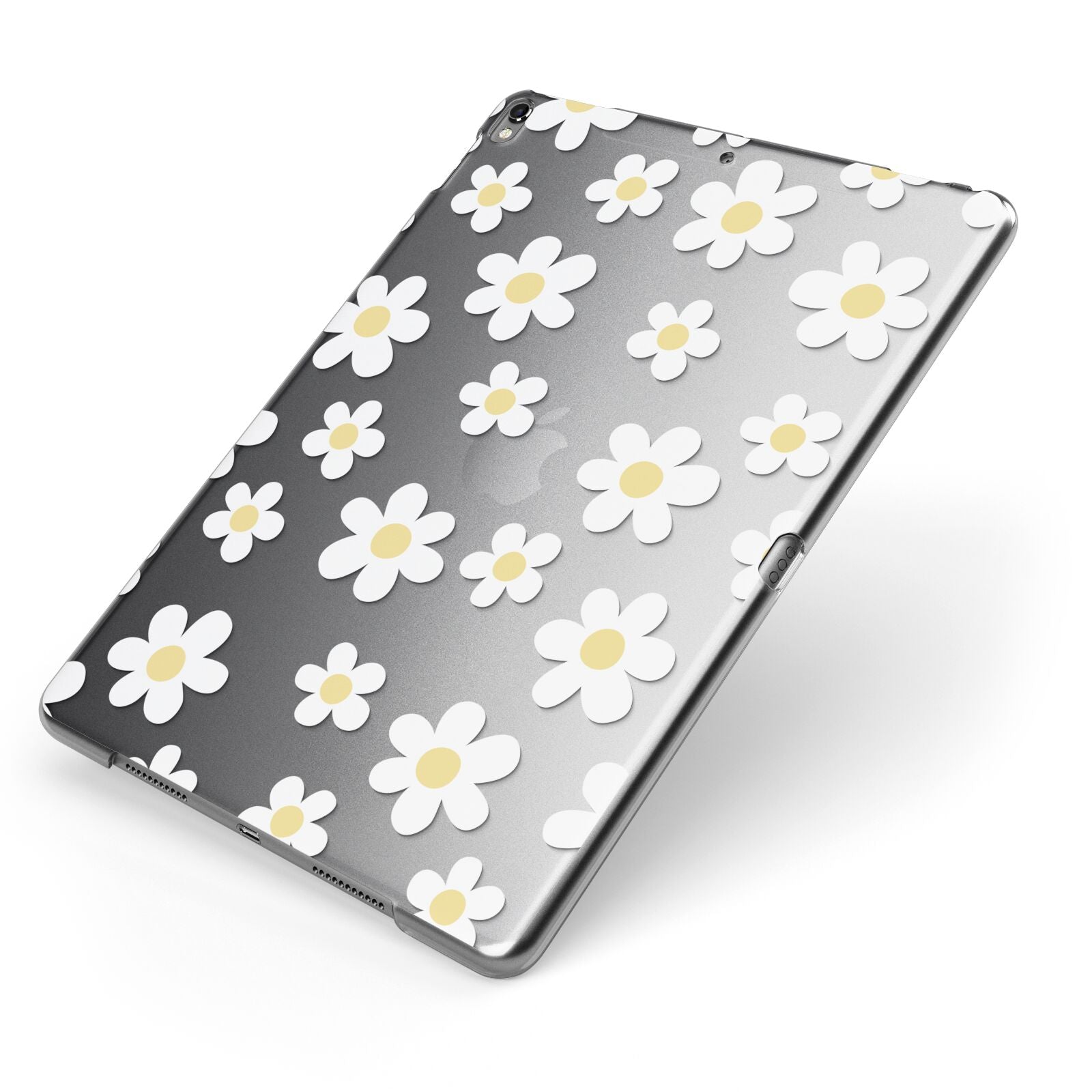 Daisy Apple iPad Case on Grey iPad Side View