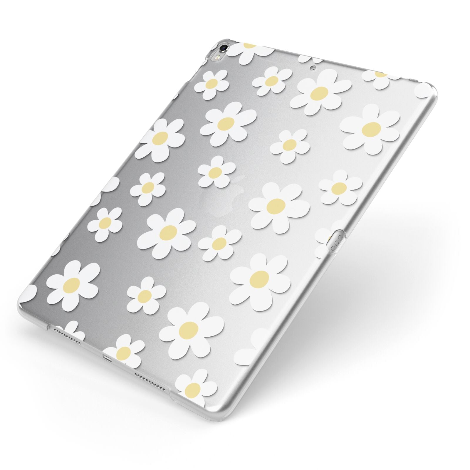 Daisy Apple iPad Case on Silver iPad Side View