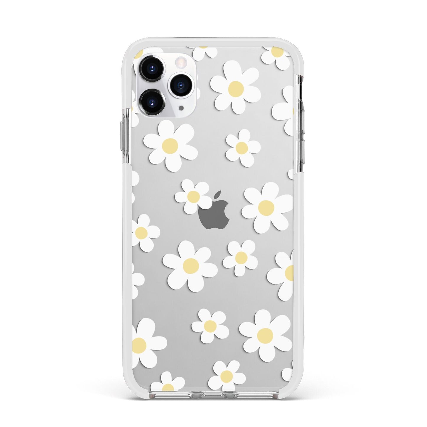 Daisy Apple iPhone 11 Pro Max in Silver with White Impact Case