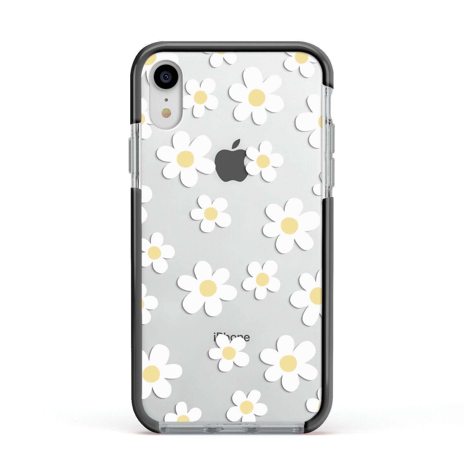 Daisy Apple iPhone XR Impact Case Black Edge on Silver Phone