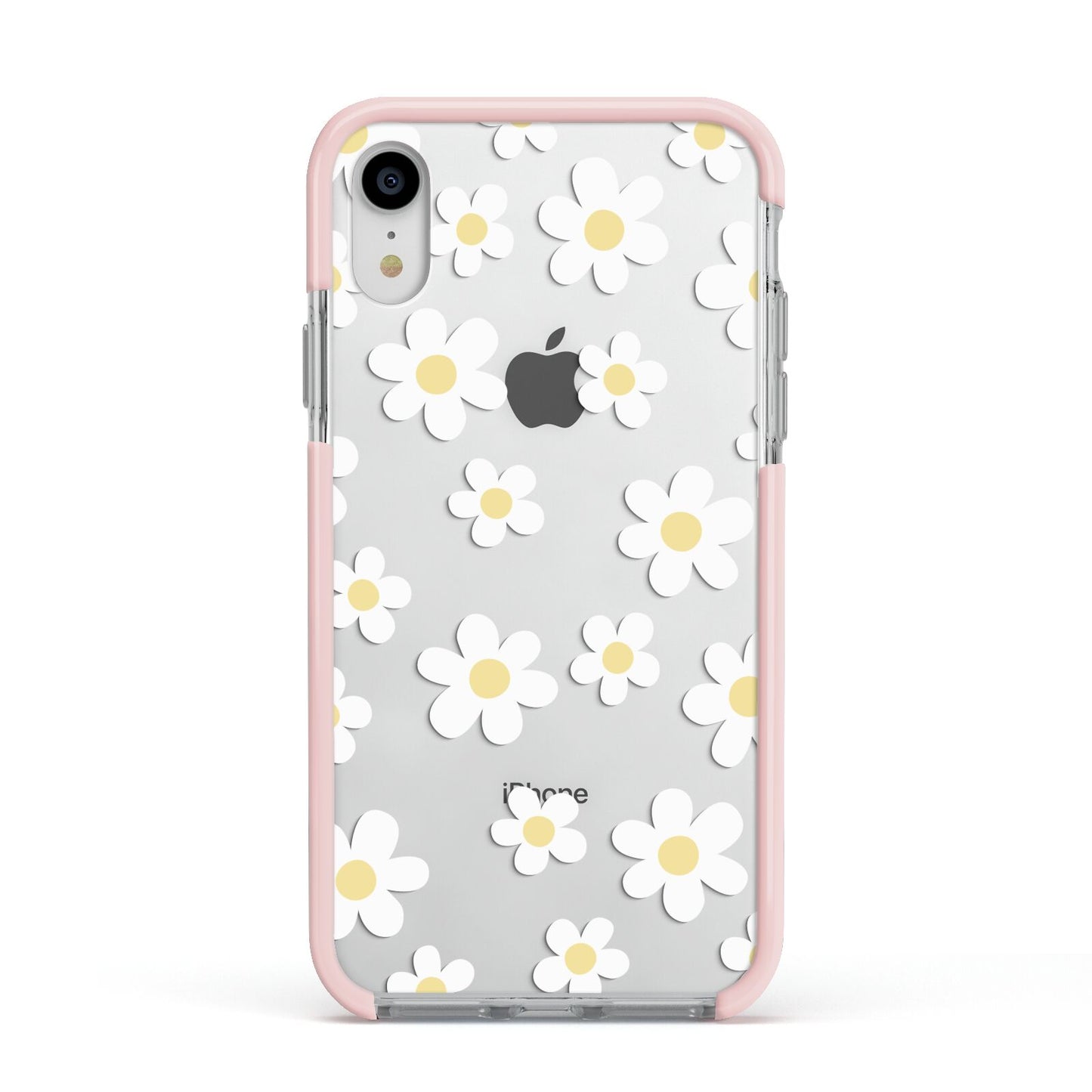 Daisy Apple iPhone XR Impact Case Pink Edge on Silver Phone