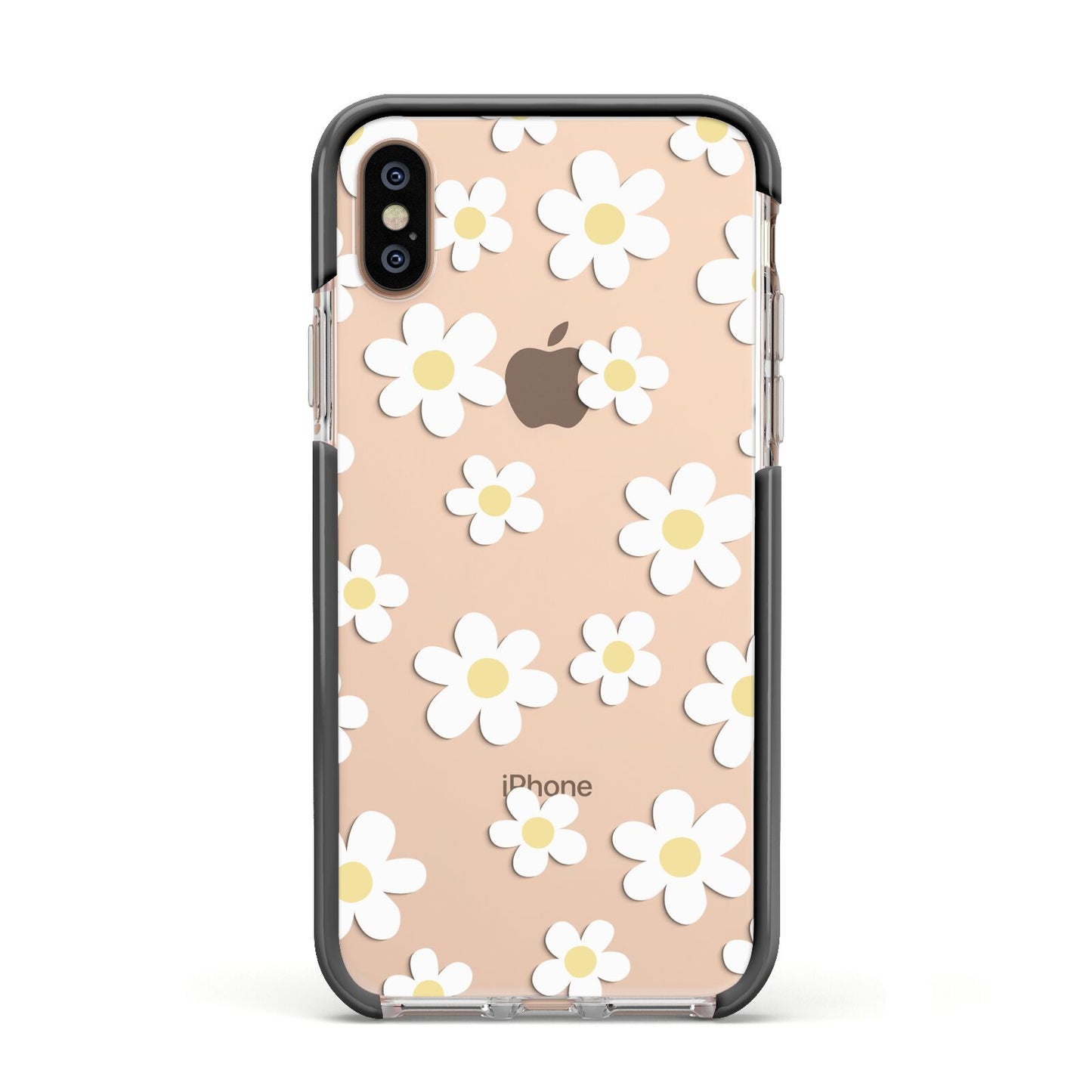 Daisy Apple iPhone Xs Impact Case Black Edge on Gold Phone