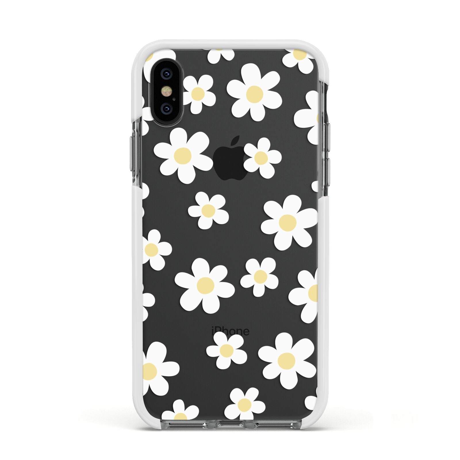 Daisy Apple iPhone Xs Impact Case White Edge on Black Phone