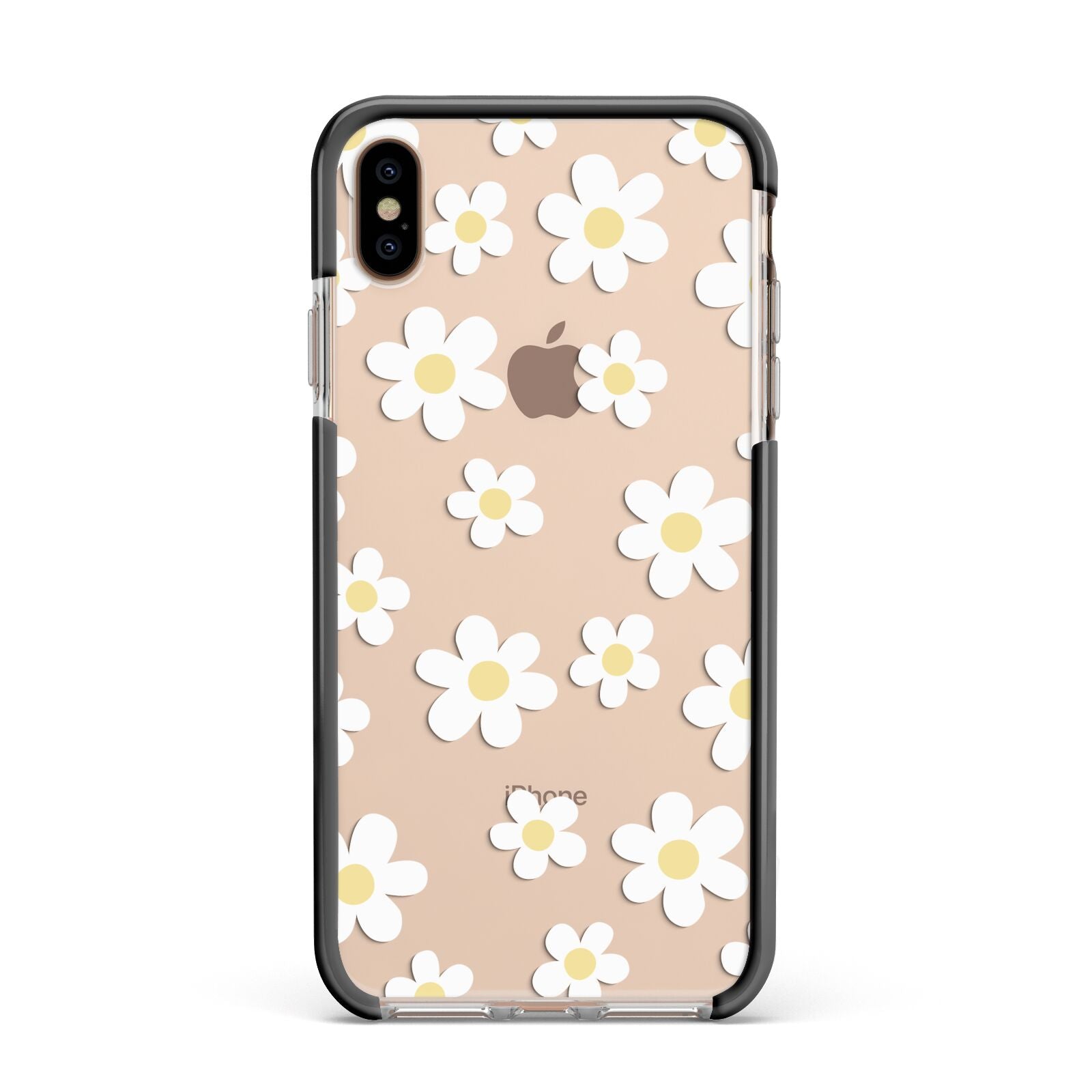 Daisy Apple iPhone Xs Max Impact Case Black Edge on Gold Phone