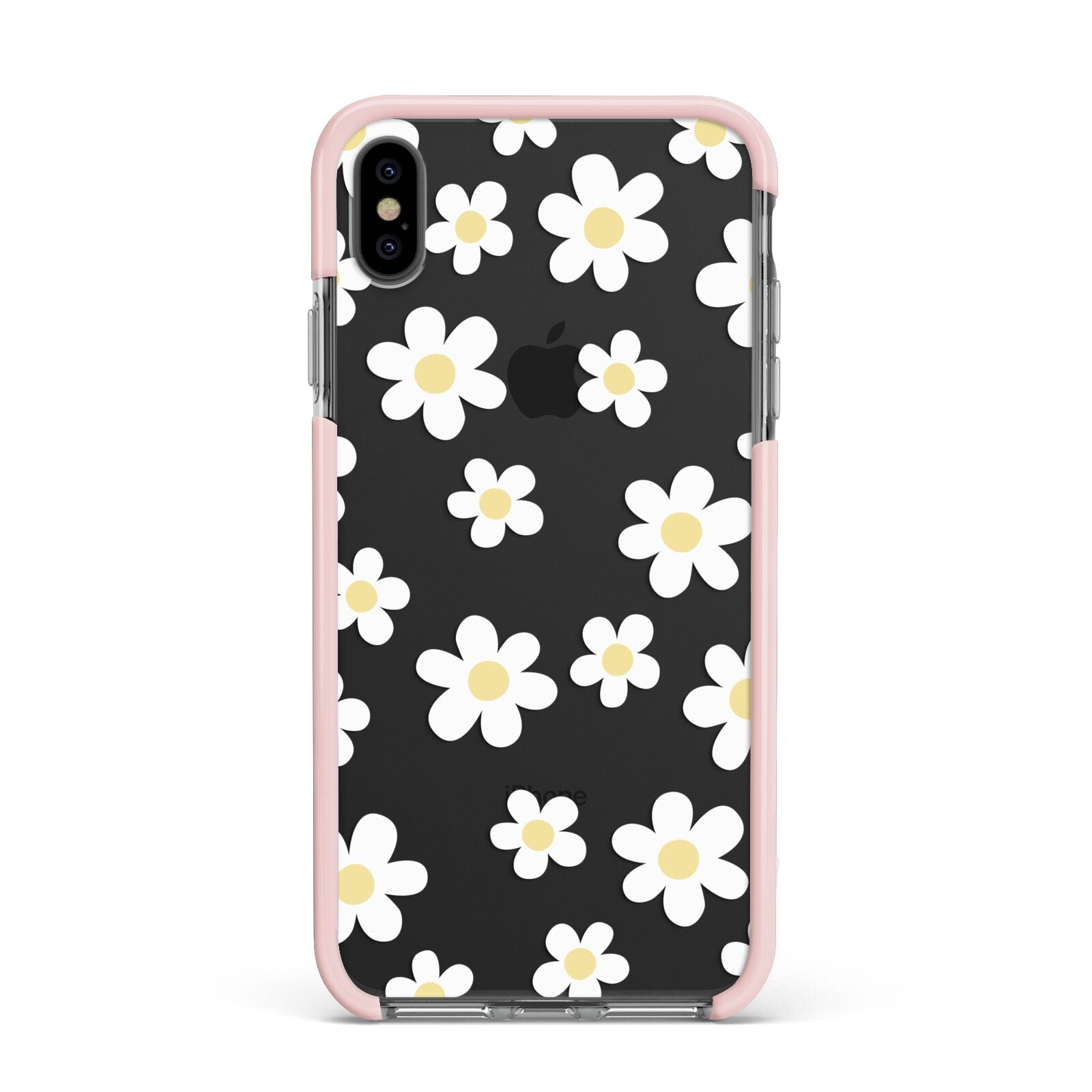 Daisy Apple iPhone Xs Max Impact Case Pink Edge on Black Phone