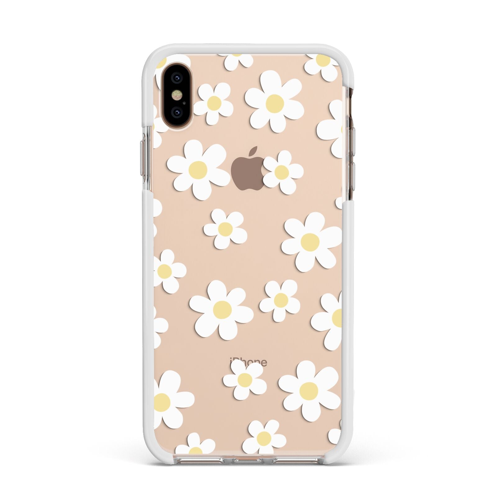 Daisy Apple iPhone Xs Max Impact Case White Edge on Gold Phone